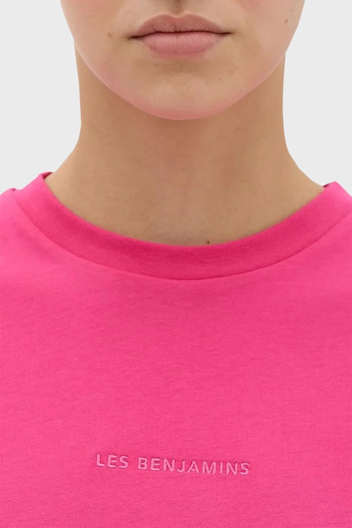 Les Benjamins Bisiklet Yaka % 100 Pamuk Oversize Bayan T Shirt LB23FWESSFUTS-305 PEMBE - 5