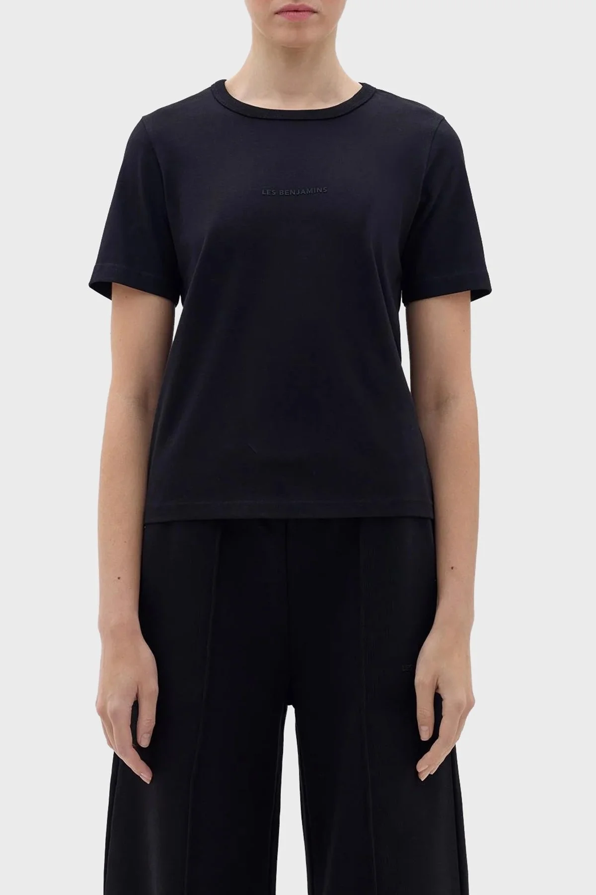 Les Benjamins Bisiklet Yaka % 100 Pamuk Regular Fit Bayan T Shirt LB23FWCLAFUTS-401 SİYAH - 1