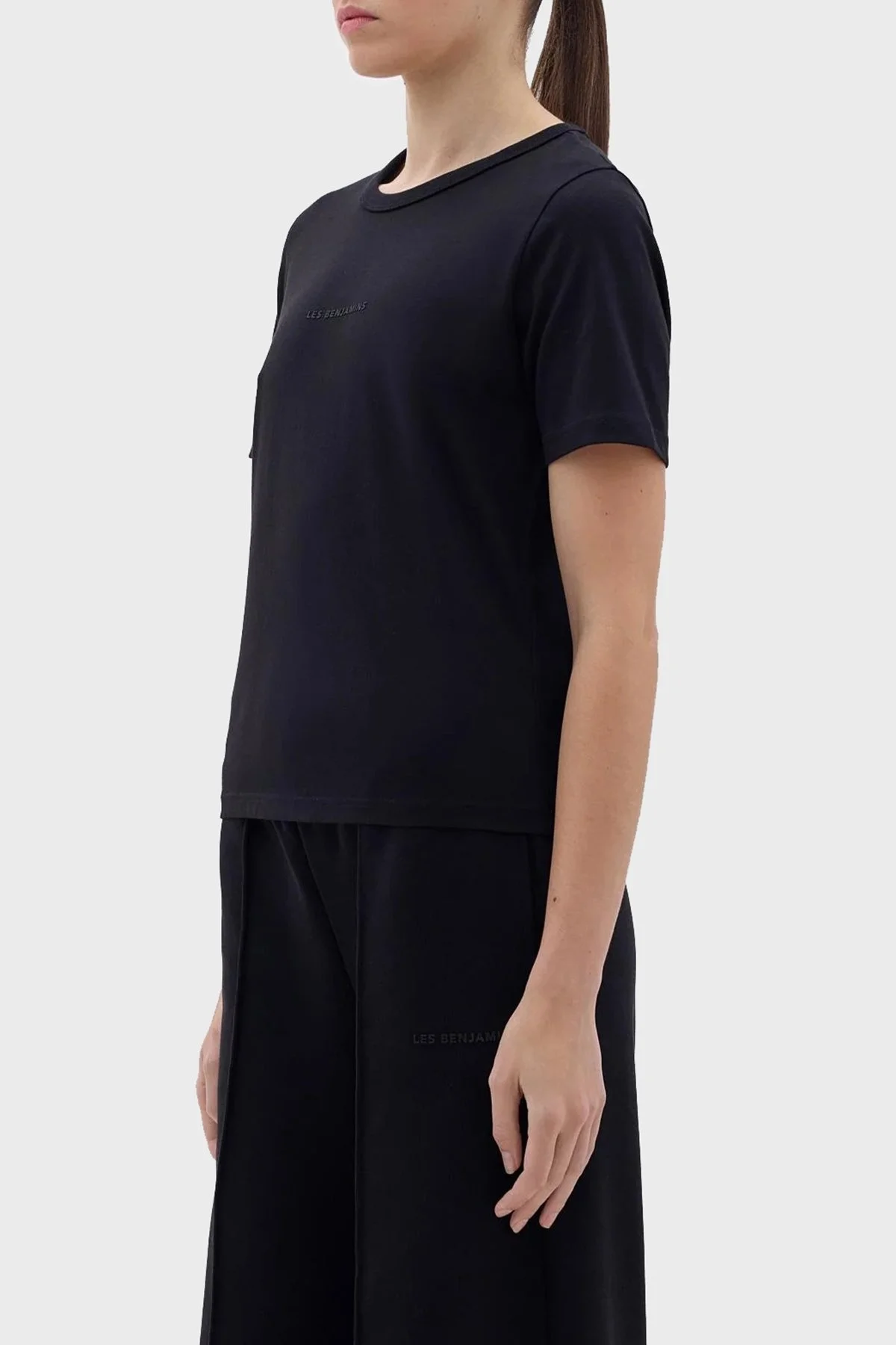 Les Benjamins Bisiklet Yaka % 100 Pamuk Regular Fit Bayan T Shirt LB23FWCLAFUTS-401 SİYAH - 4