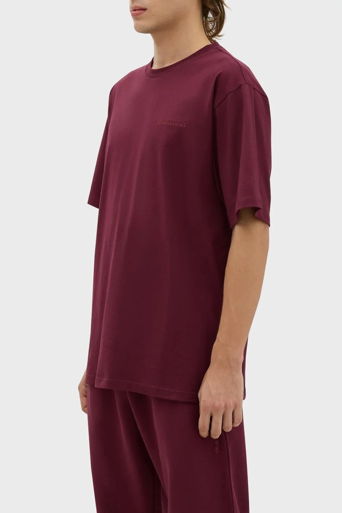 Les Benjamins Bisiklet Yaka % 100 Pamuk Regular Fit Erkek T Shirt LB23FWESSMUTS-301 BORDO - 4