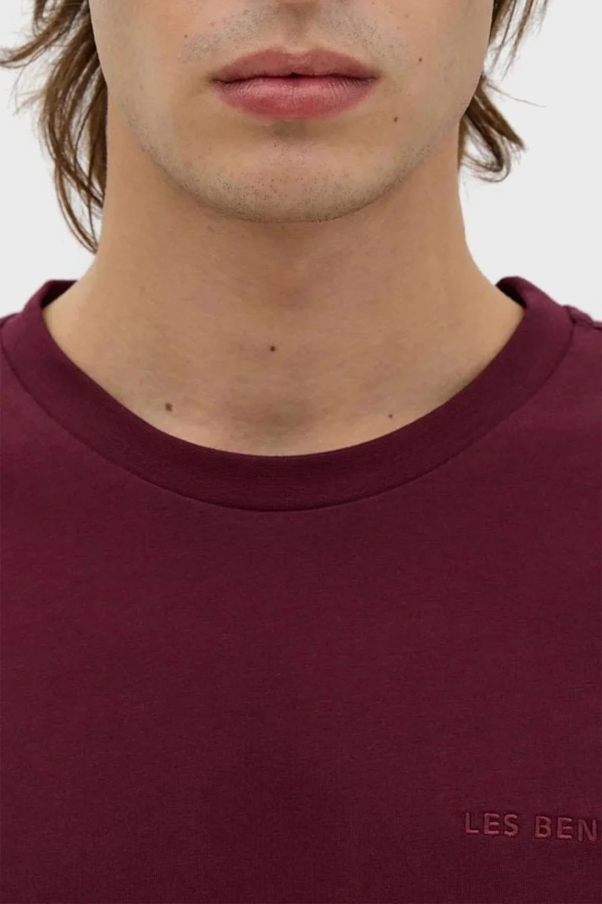 Les Benjamins Bisiklet Yaka % 100 Pamuk Regular Fit Erkek T Shirt LB23FWESSMUTS-301 BORDO - 5