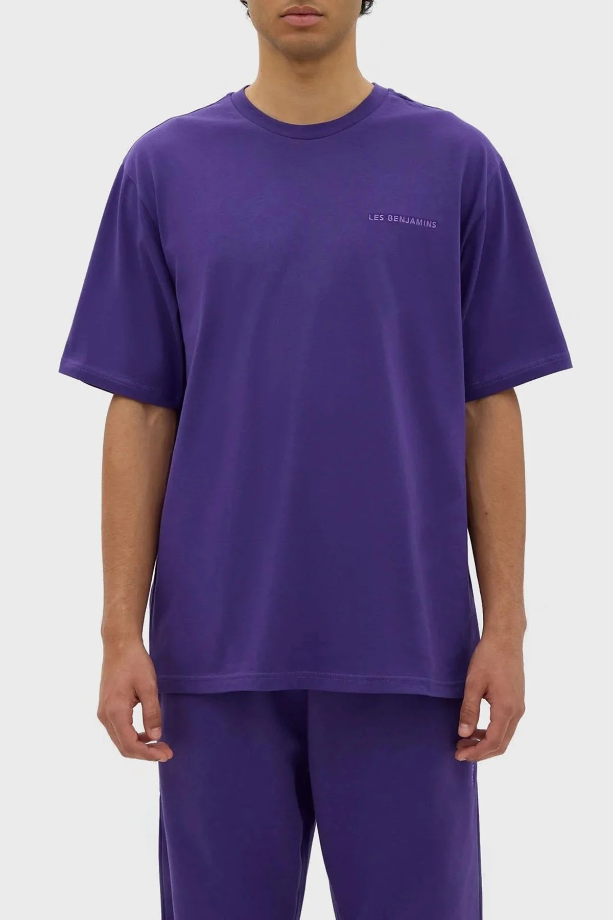 Les Benjamins Bisiklet Yaka % 100 Pamuk Regular Fit Erkek T Shirt LB23FWESSMUTS-305 MOR - 1