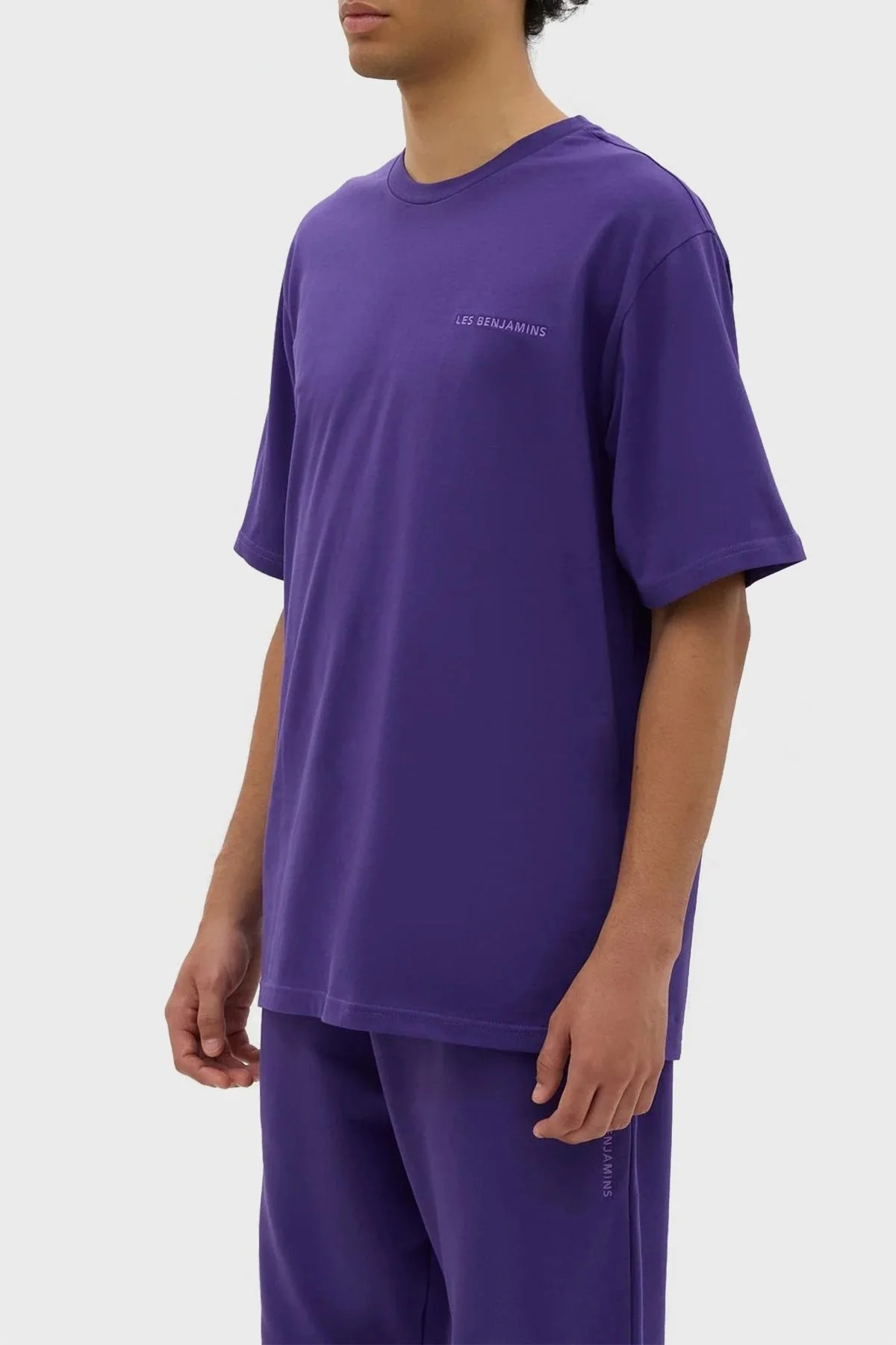 Les Benjamins Bisiklet Yaka % 100 Pamuk Regular Fit Erkek T Shirt LB23FWESSMUTS-305 MOR - 4