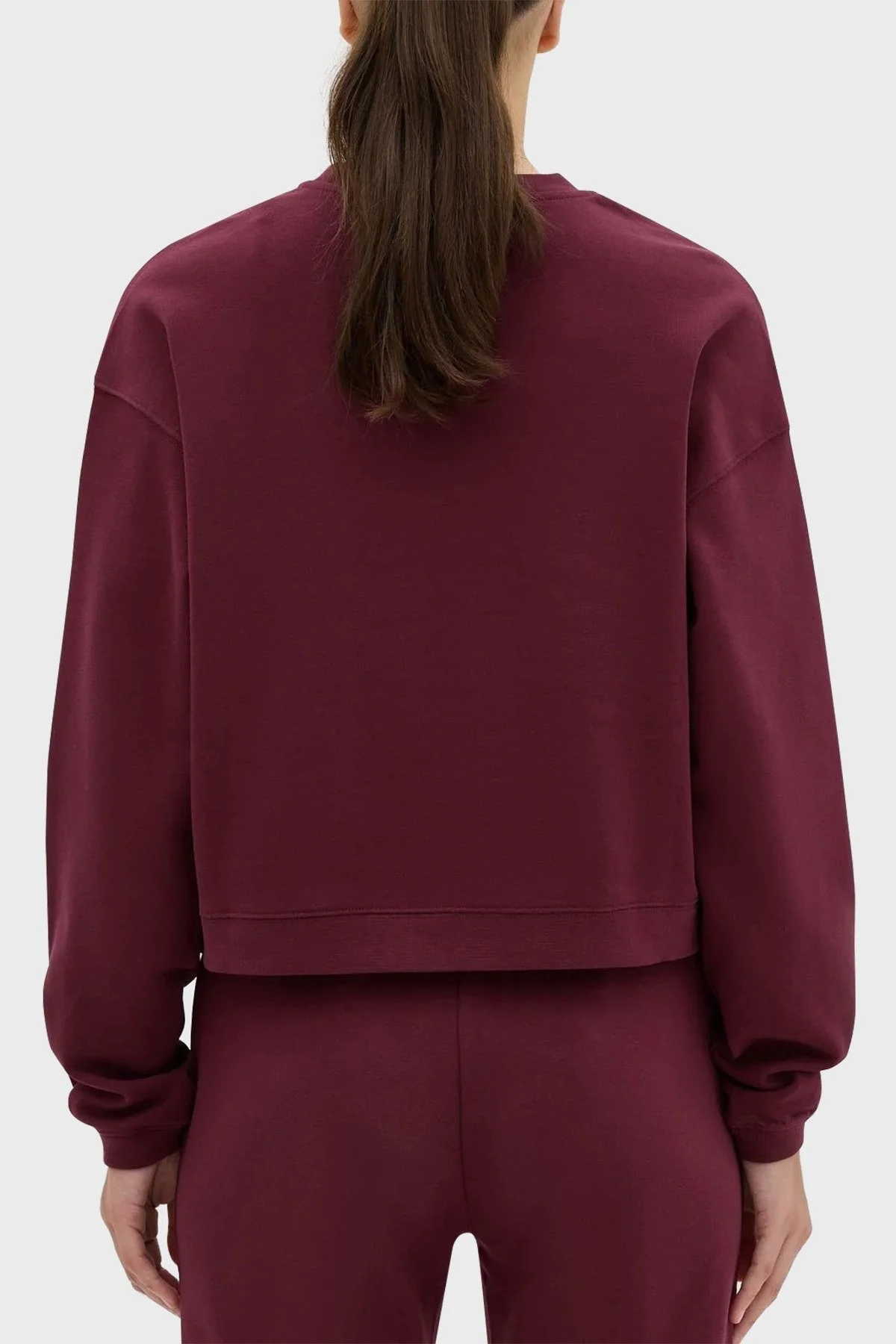 Les Benjamins Bisiklet Yaka % 100 Pamuk Relaxed Fit Bayan Sweat LB23FWESSFUSW-301 BORDO - 2