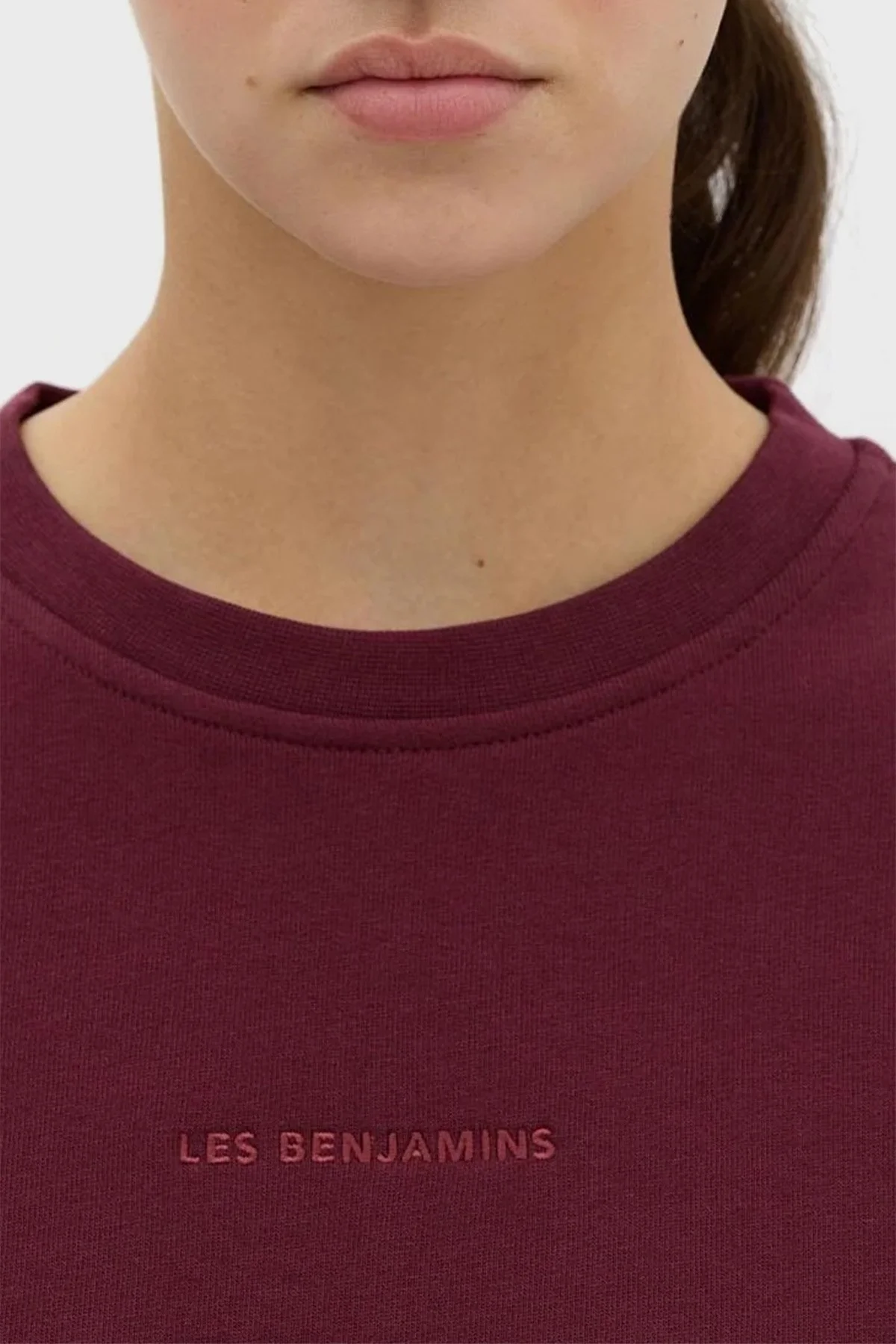 Les Benjamins Bisiklet Yaka % 100 Pamuk Relaxed Fit Bayan Sweat LB23FWESSFUSW-301 BORDO - 5