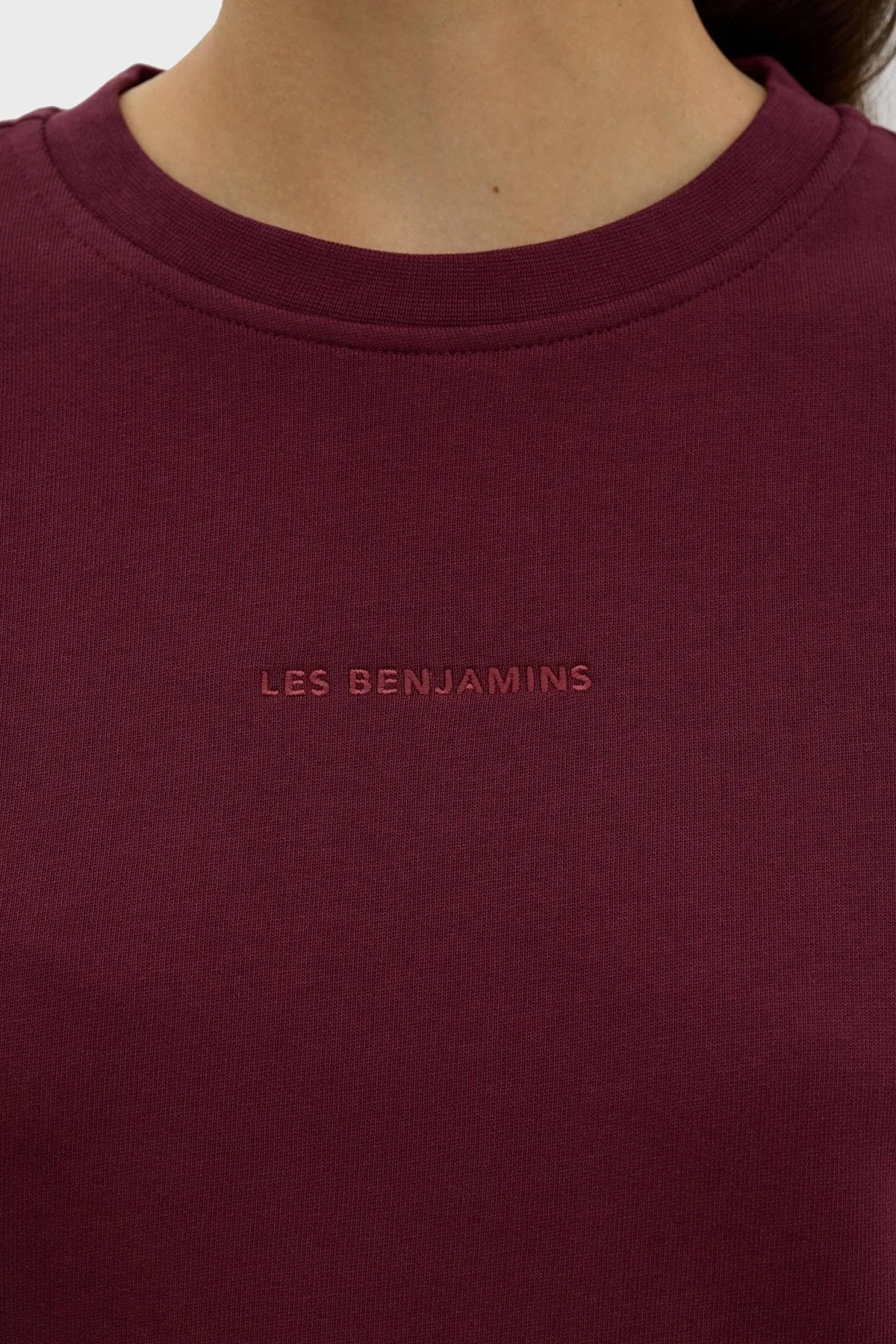 Les Benjamins Bisiklet Yaka % 100 Pamuk Relaxed Fit Bayan Sweat LB23FWESSFUSW-301 BORDO - 6