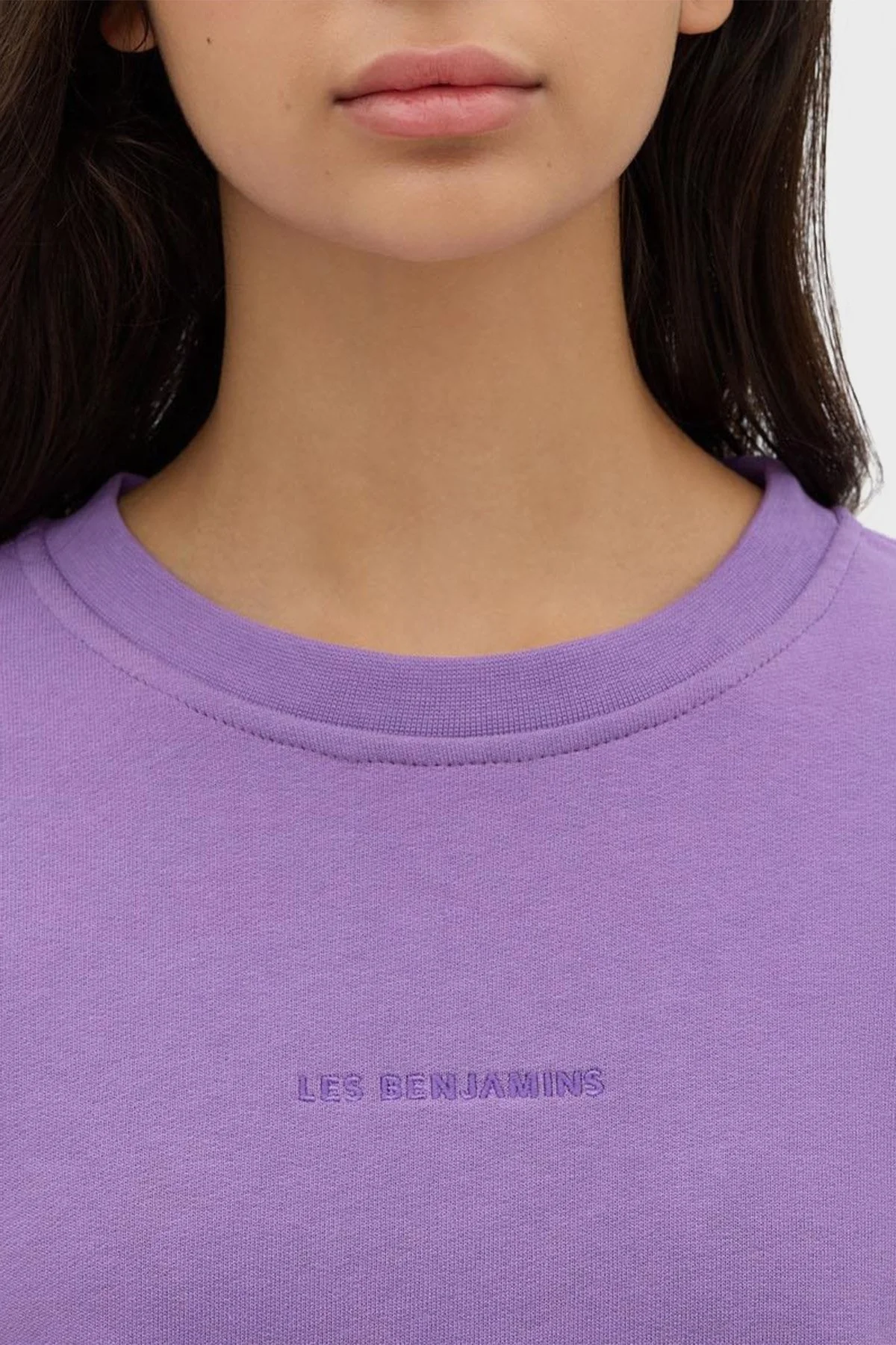 Les Benjamins Bisiklet Yaka % 100 Pamuk Relaxed Fit Bayan Sweat LB23FWESSFUSW-304 LİLA - 5
