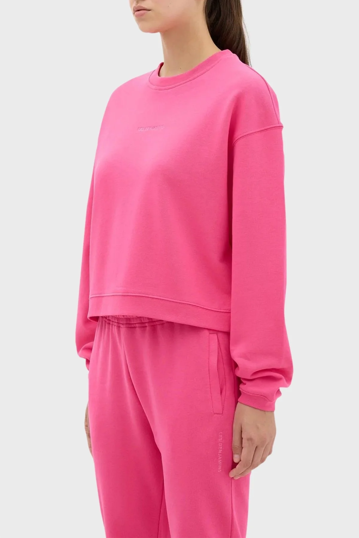 Les Benjamins Bisiklet Yaka % 100 Pamuk Relaxed Fit Bayan Sweat LB23FWESSFUSW-305 PEMBE - 4