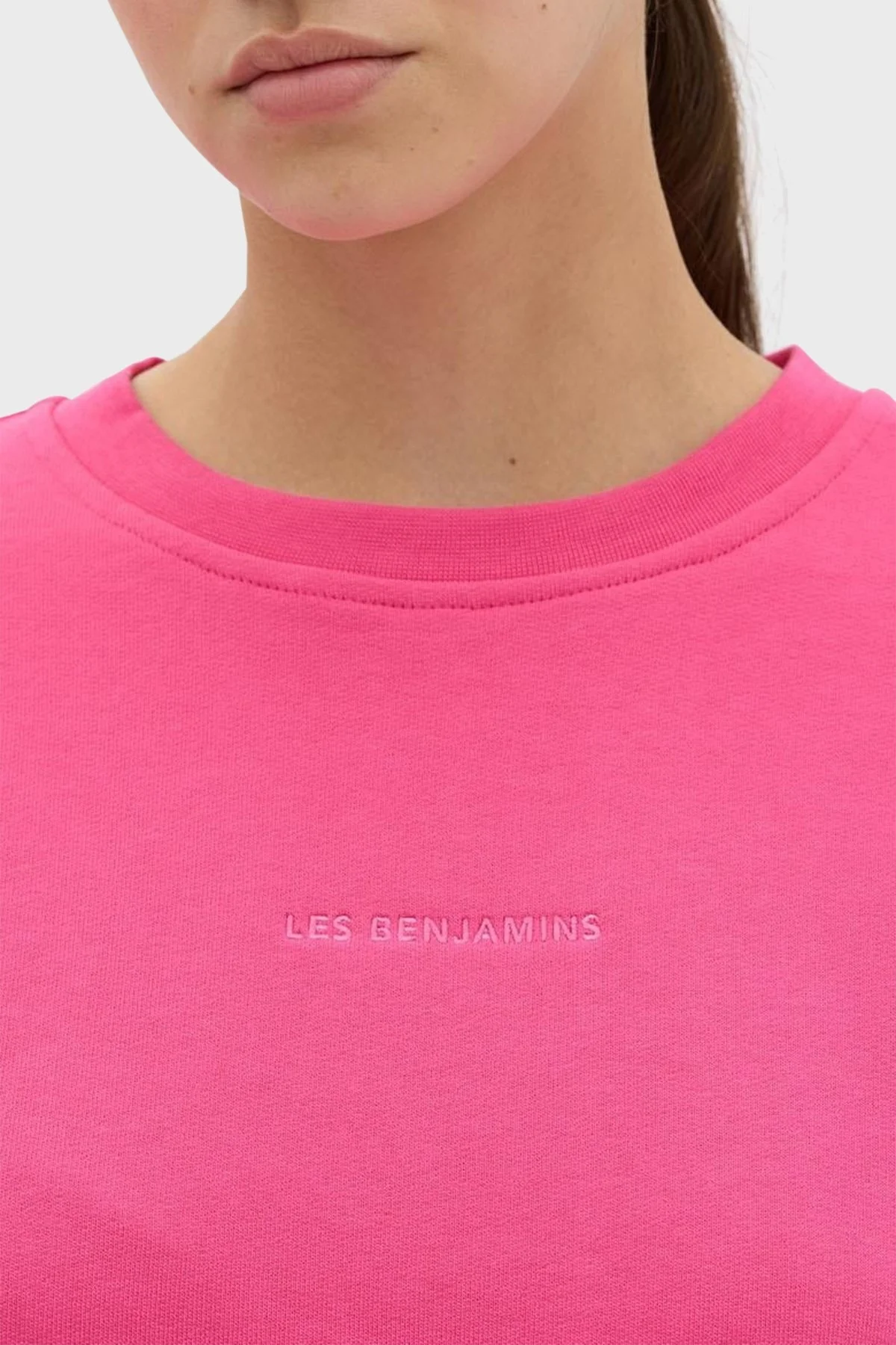 Les Benjamins Bisiklet Yaka % 100 Pamuk Relaxed Fit Bayan Sweat LB23FWESSFUSW-305 PEMBE - 5