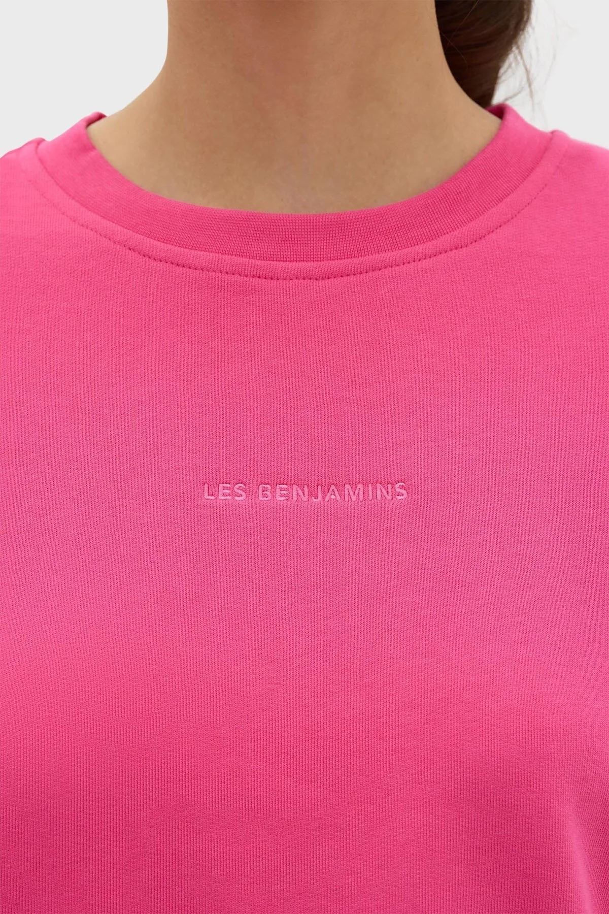 Les Benjamins Bisiklet Yaka % 100 Pamuk Relaxed Fit Bayan Sweat LB23FWESSFUSW-305 PEMBE - 6