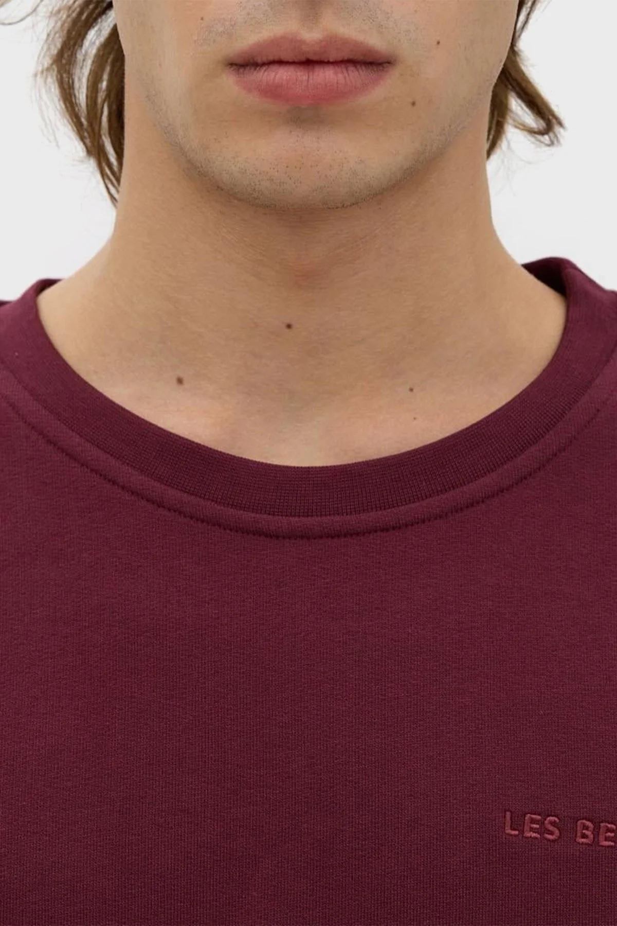 Les Benjamins Bisiklet Yaka % 100 Pamuk Relaxed Fit Erkek Sweat LB23FWESSMUSW-301 BORDO - 5