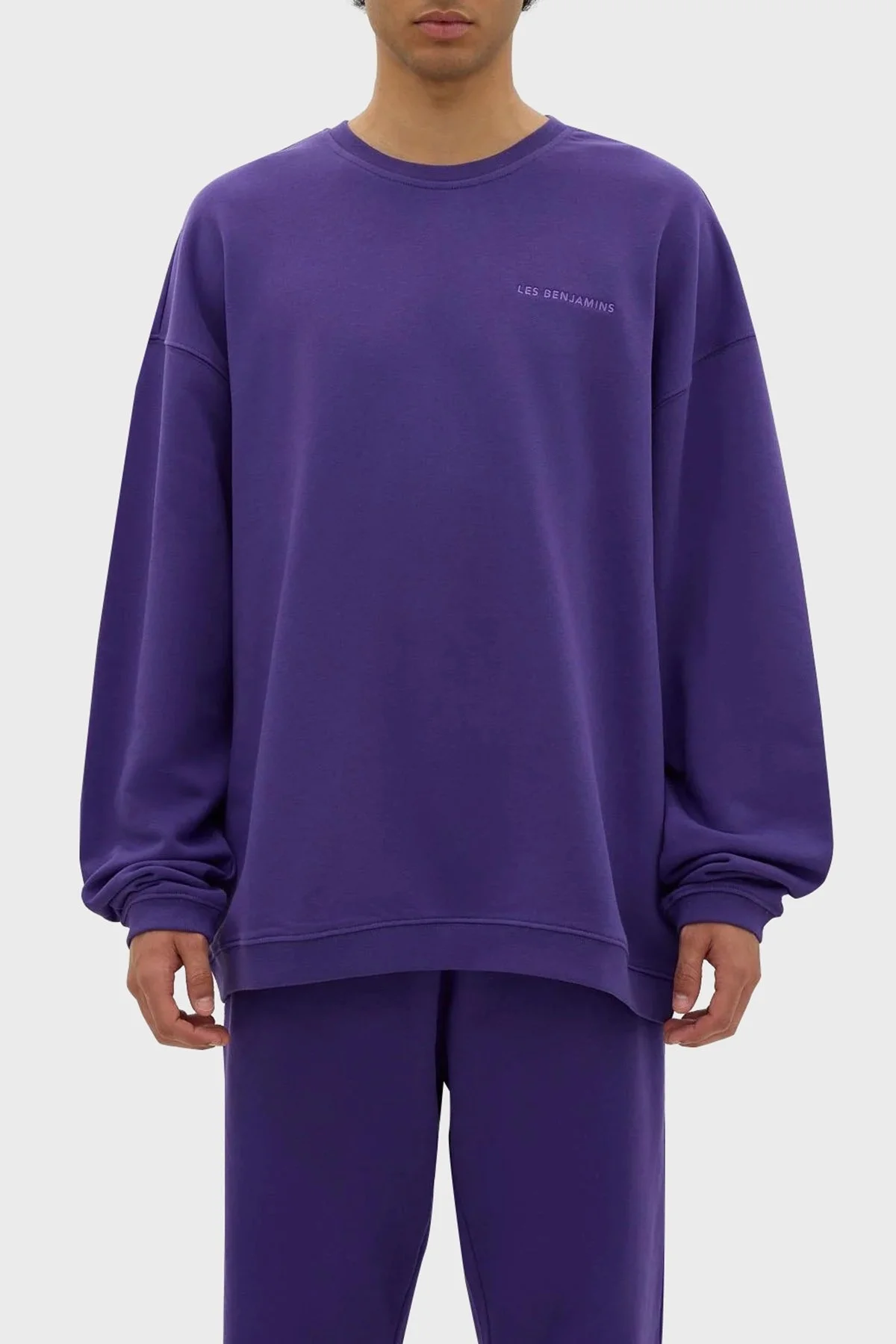 Les Benjamins Bisiklet Yaka % 100 Pamuk Relaxed Fit Erkek Sweat LB23FWESSMUSW-305 MOR - 1