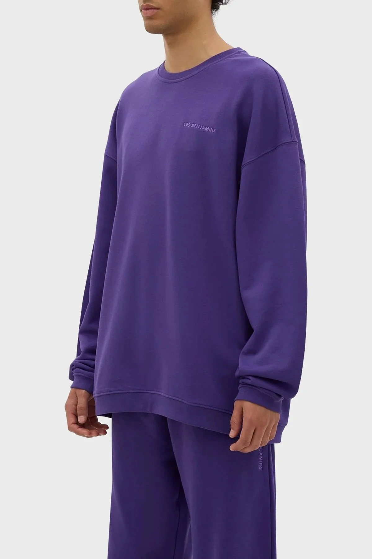 Les Benjamins Bisiklet Yaka % 100 Pamuk Relaxed Fit Erkek Sweat LB23FWESSMUSW-305 MOR - 4