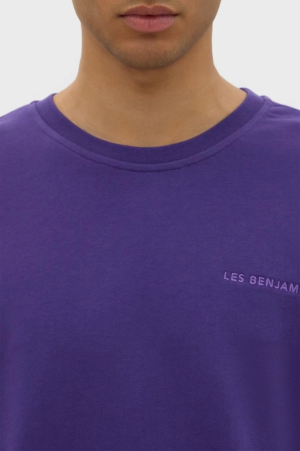 Les Benjamins Bisiklet Yaka % 100 Pamuk Relaxed Fit Erkek Sweat LB23FWESSMUSW-305 MOR - 5