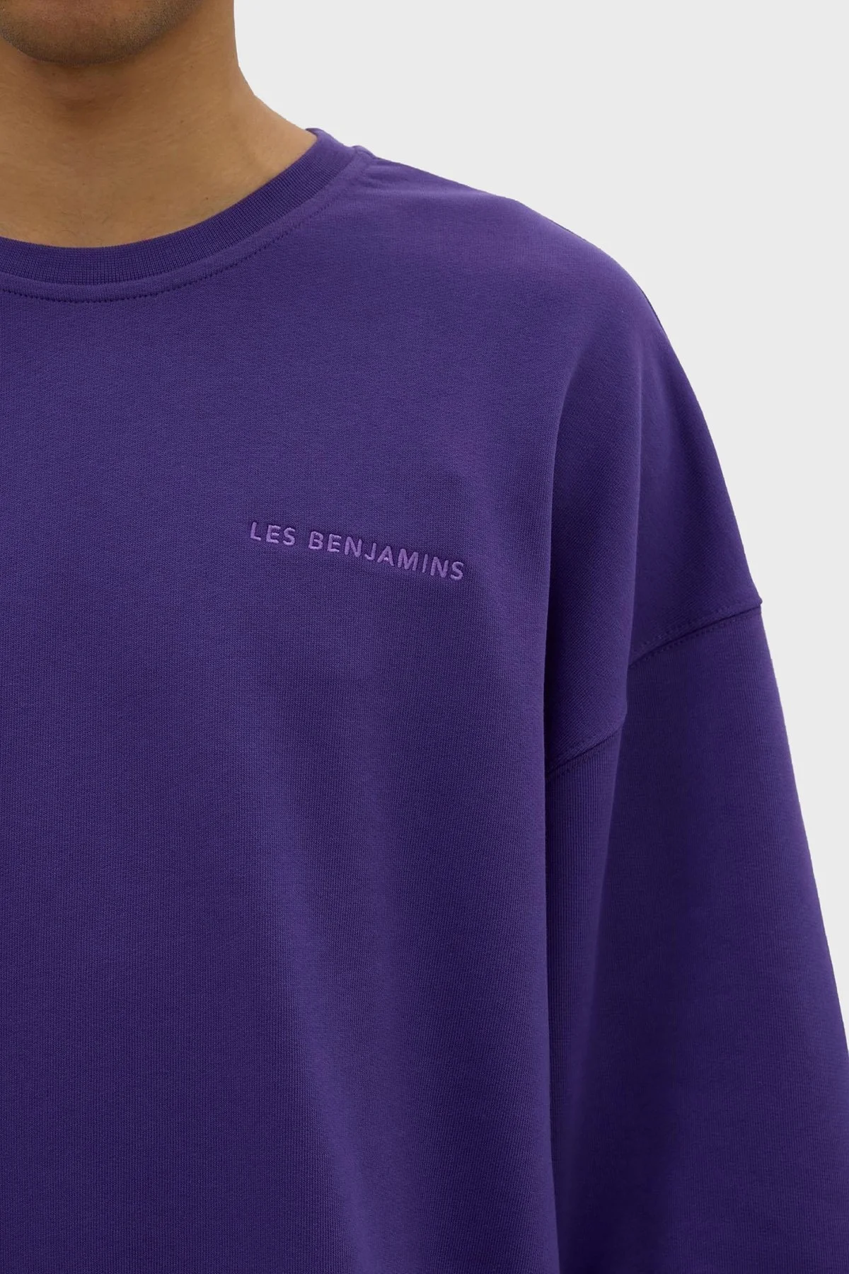 Les Benjamins Bisiklet Yaka % 100 Pamuk Relaxed Fit Erkek Sweat LB23FWESSMUSW-305 MOR - 6