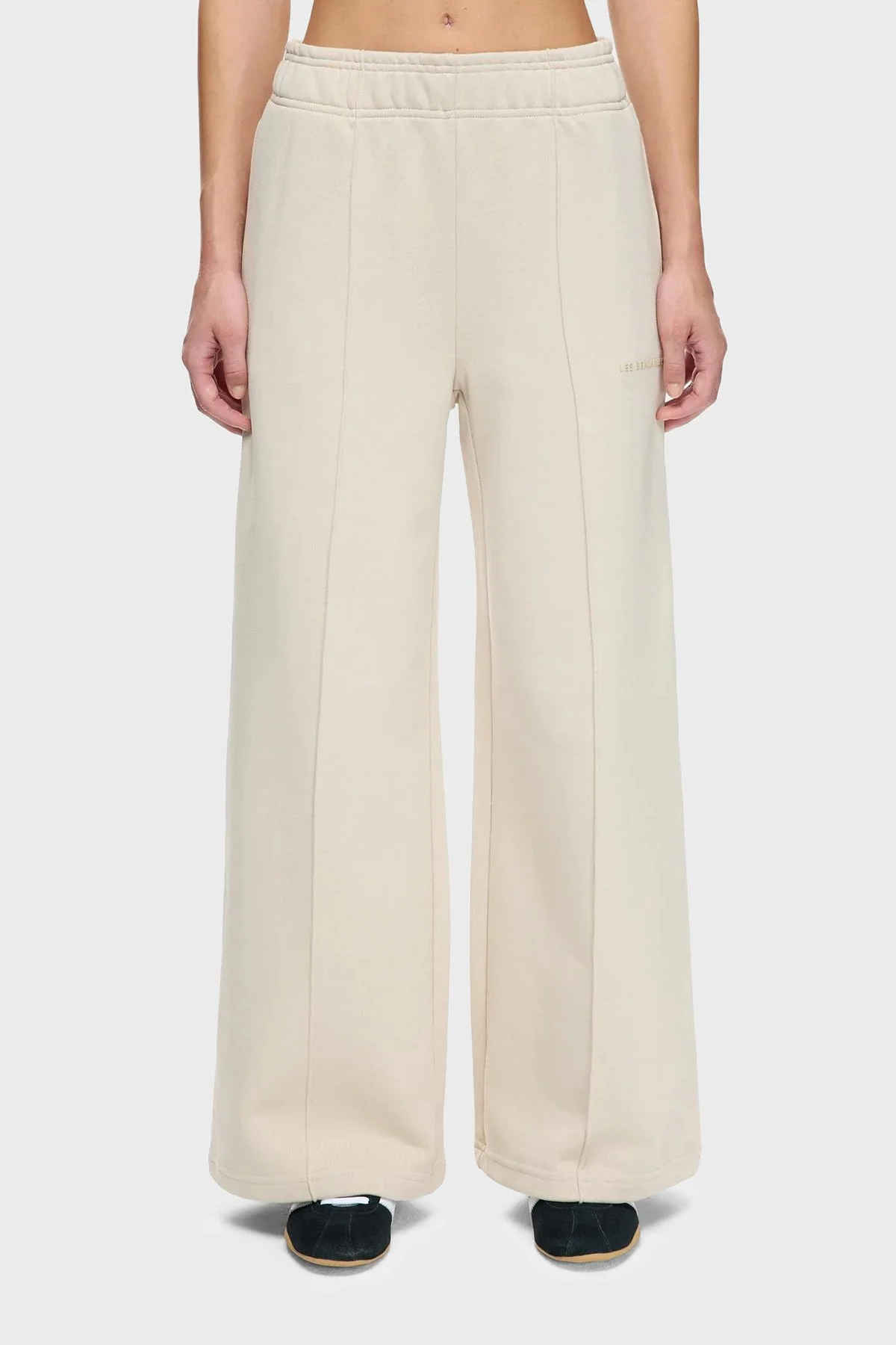 Les Benjamins Çimalı Pamuklu Regular Fit Normal Bel Geniş Paça Bayan Pantolon LB25FWCLAFUSP-401 BEJ - 1