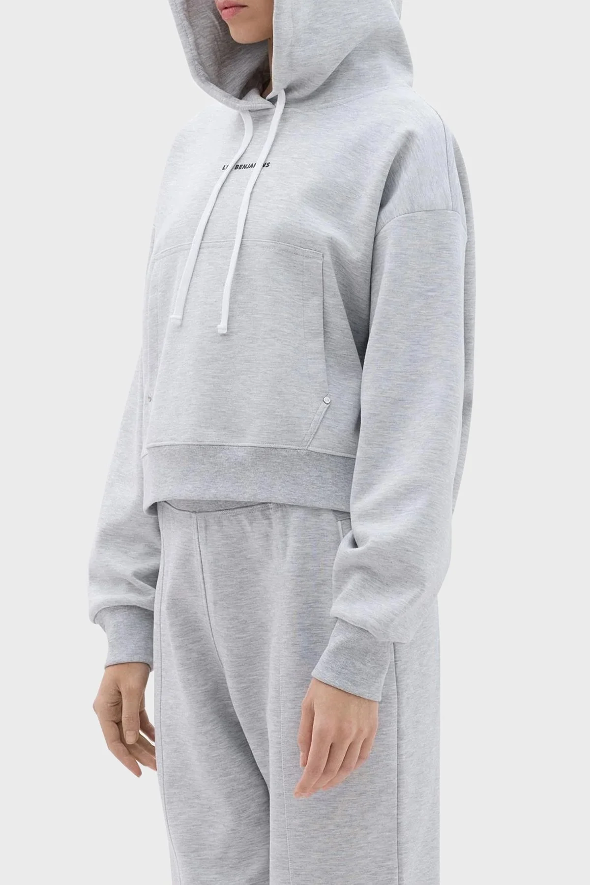 Les Benjamins Crop Fit Kapüşonlu Bayan Sweat LB23FWCLAFUHD-401 GRİ - 10