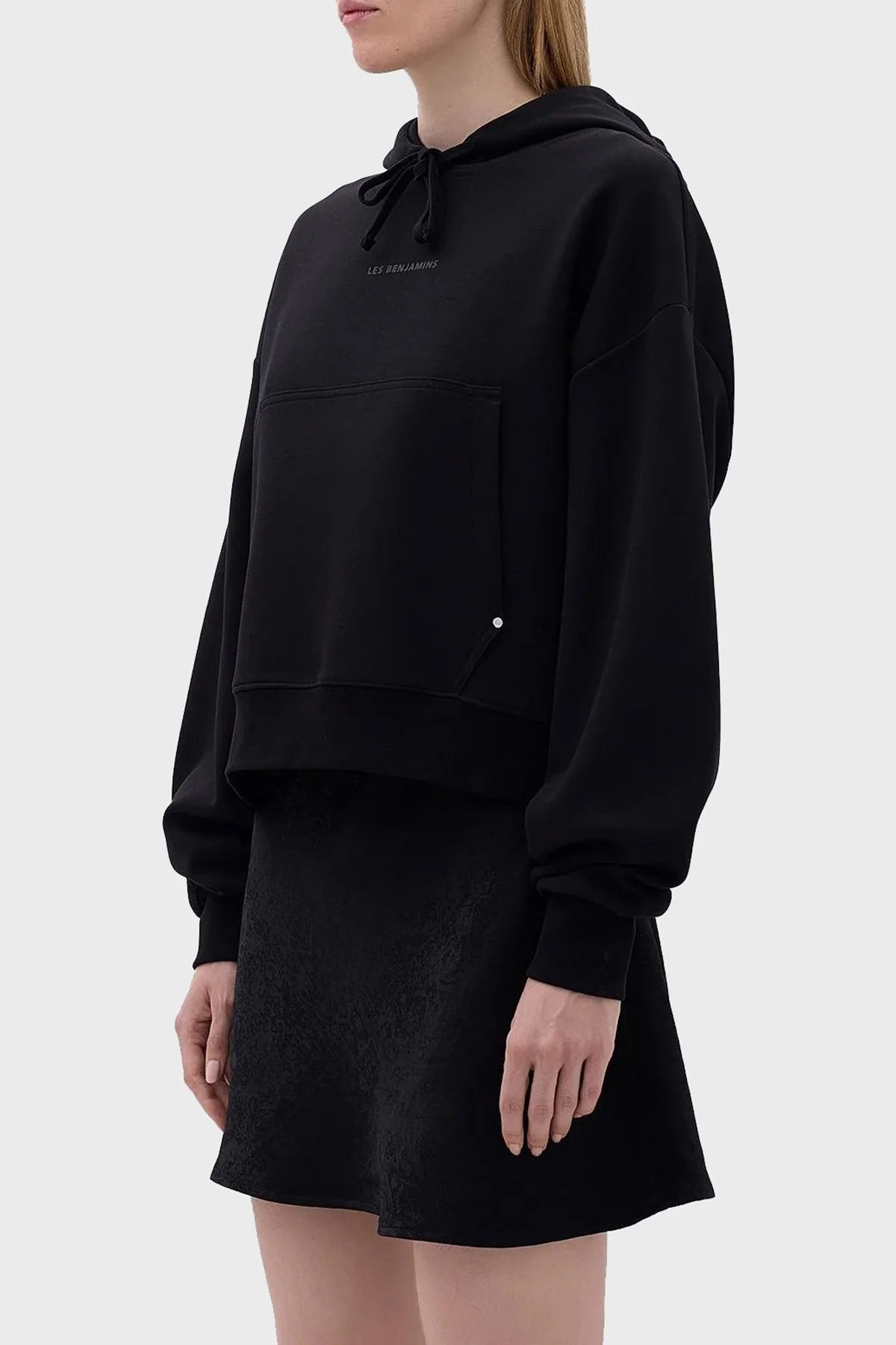 Les Benjamins Crop Fit Kapüşonlu Bayan Sweat LB23FWCLAFUHD-402 SİYAH - 4
