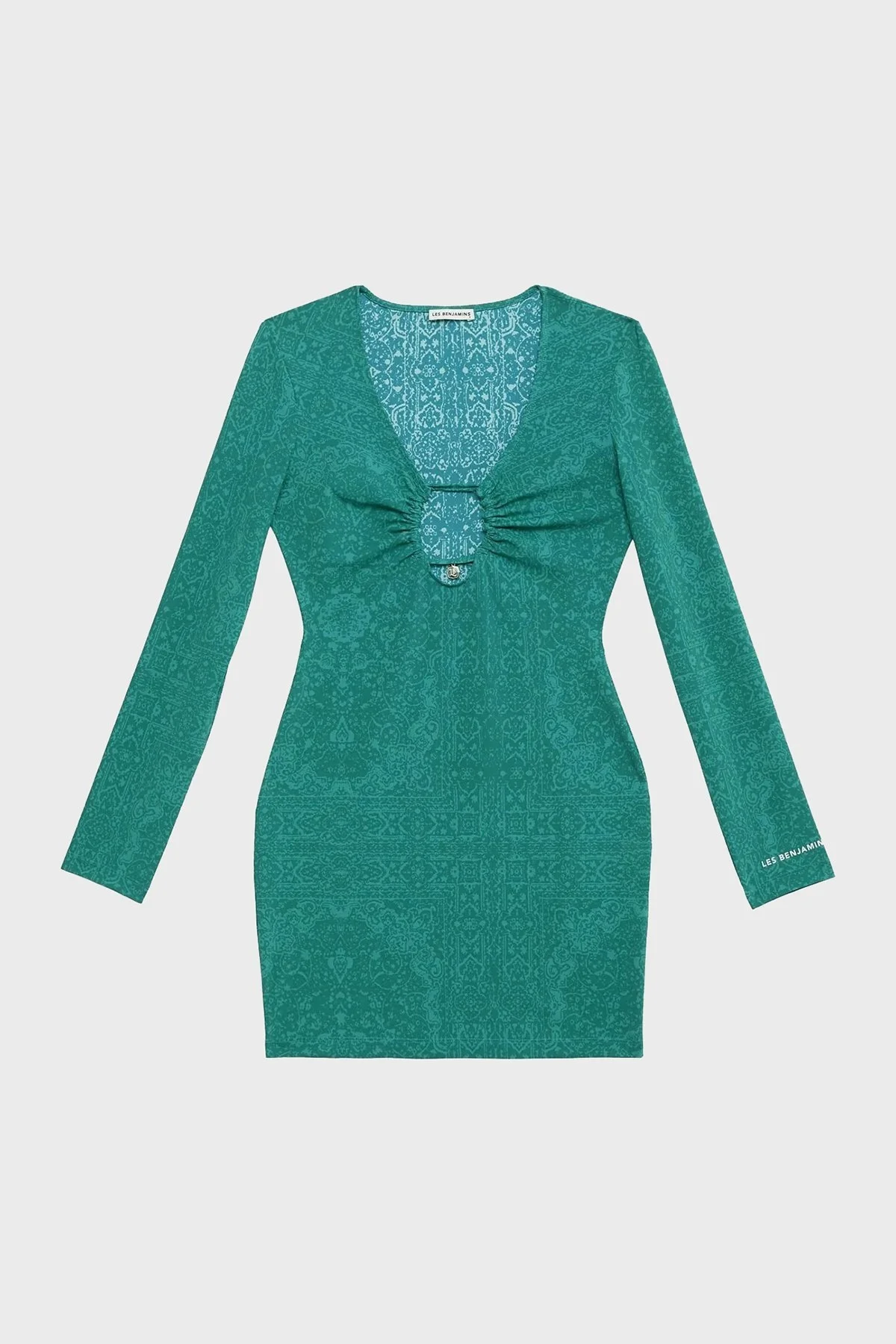 Les Benjamins Dekolteli Büzgü Detaylı Esnek Mini Bayan Elbise LB23SSHOEFUDR-009 YEŞİL - 14