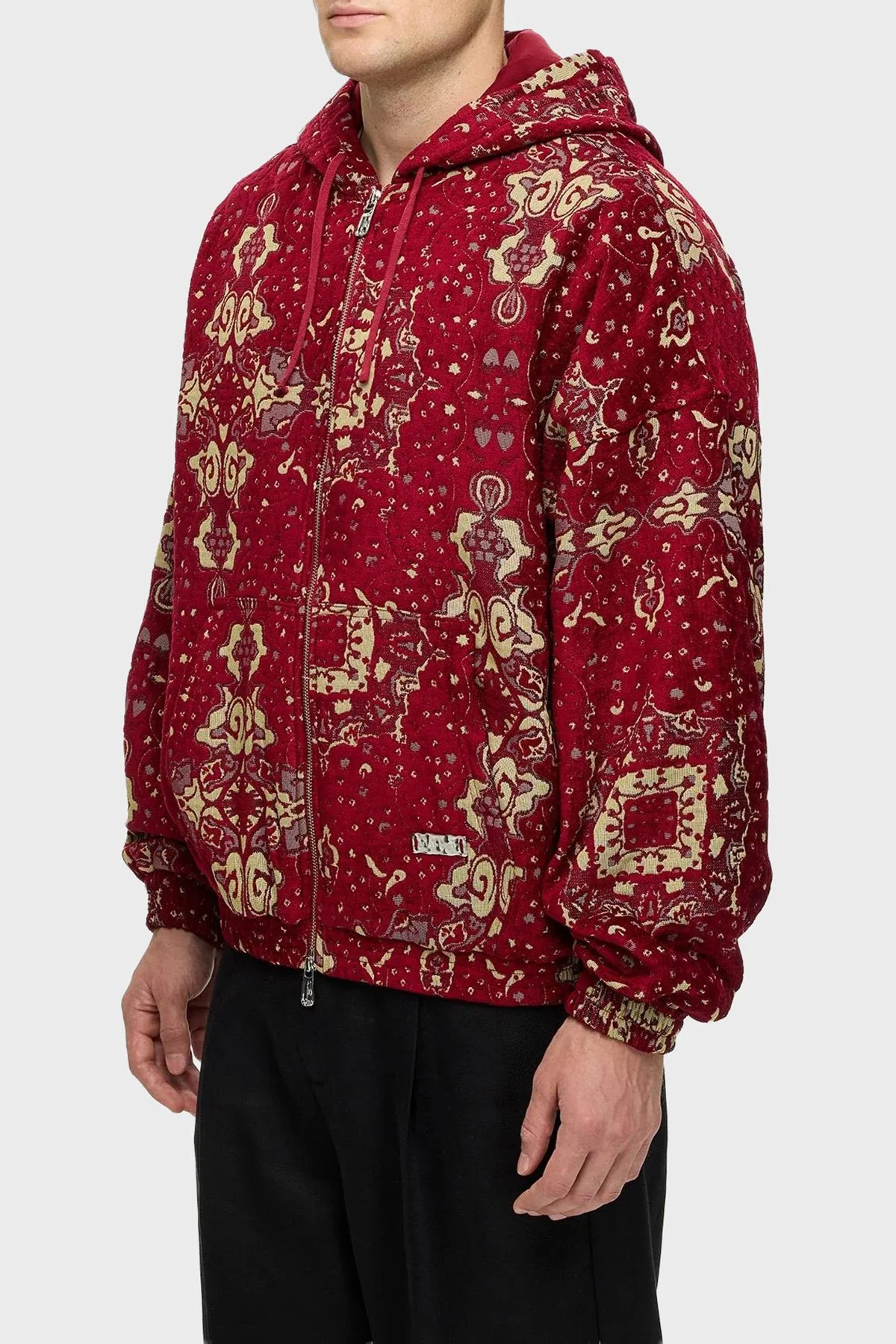 Les Benjamins Desenli Pamuklu Regular Fit Kapüşonlu Fermuarlı Erkek Sweat LB25FWCLAMUZH-401 KIRMIZI - 1