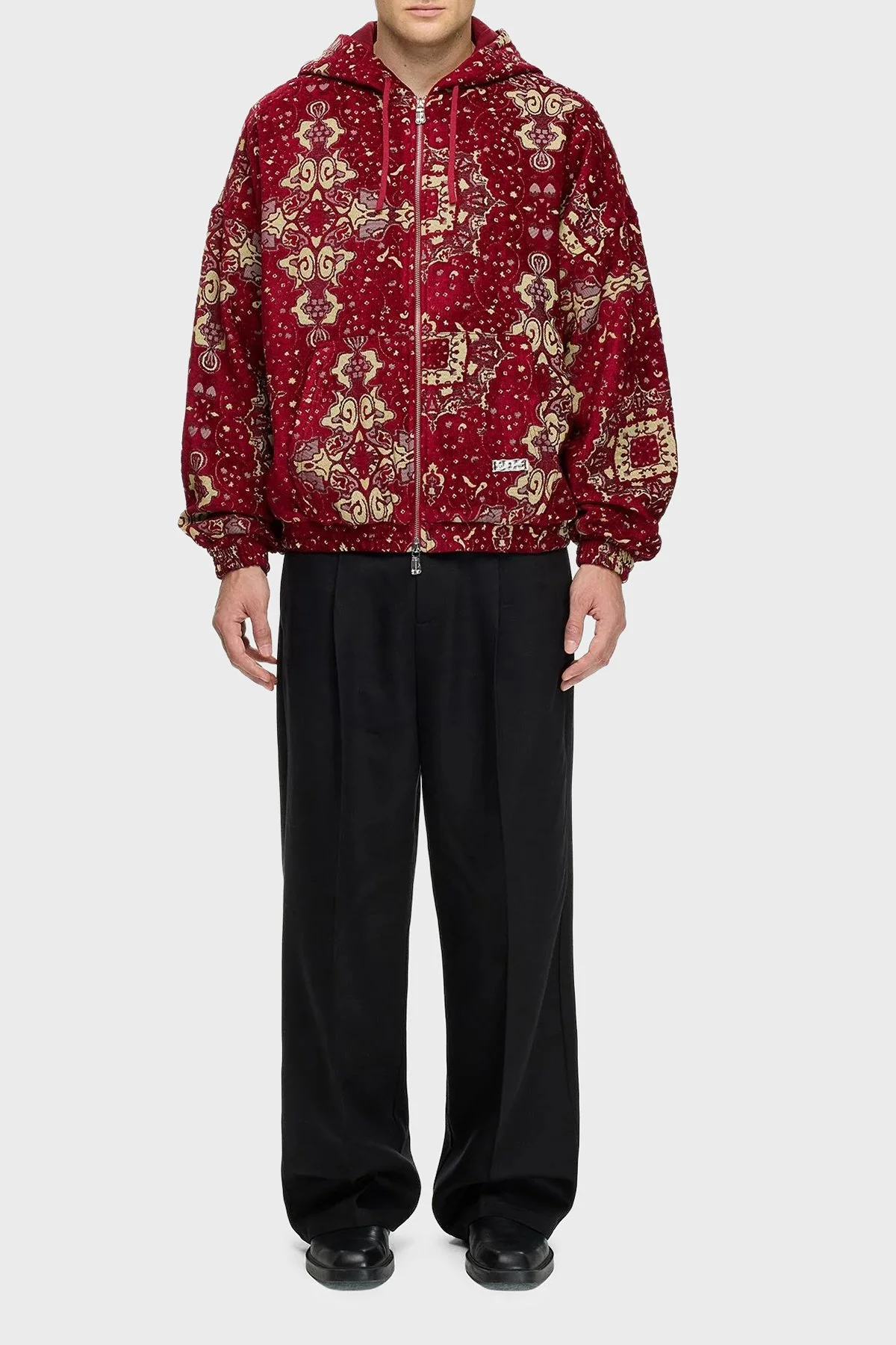 Les Benjamins Desenli Pamuklu Regular Fit Kapüşonlu Fermuarlı Erkek Sweat LB25FWCLAMUZH-401 KIRMIZI - 3