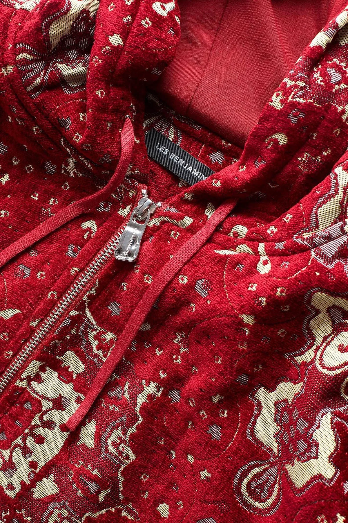 Les Benjamins Desenli Pamuklu Regular Fit Kapüşonlu Fermuarlı Erkek Sweat LB25FWCLAMUZH-401 KIRMIZI - 4