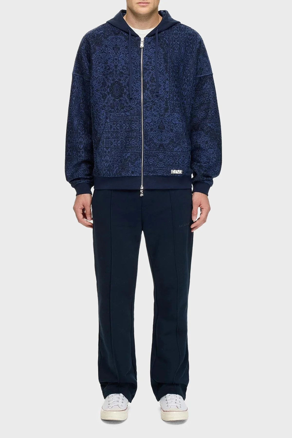 Les Benjamins Desenli Pamuklu Regular Fit Kapüşonlu Fermuarlı Erkek Sweat LB25FWCLAMUZH-403 LACİVERT - 4