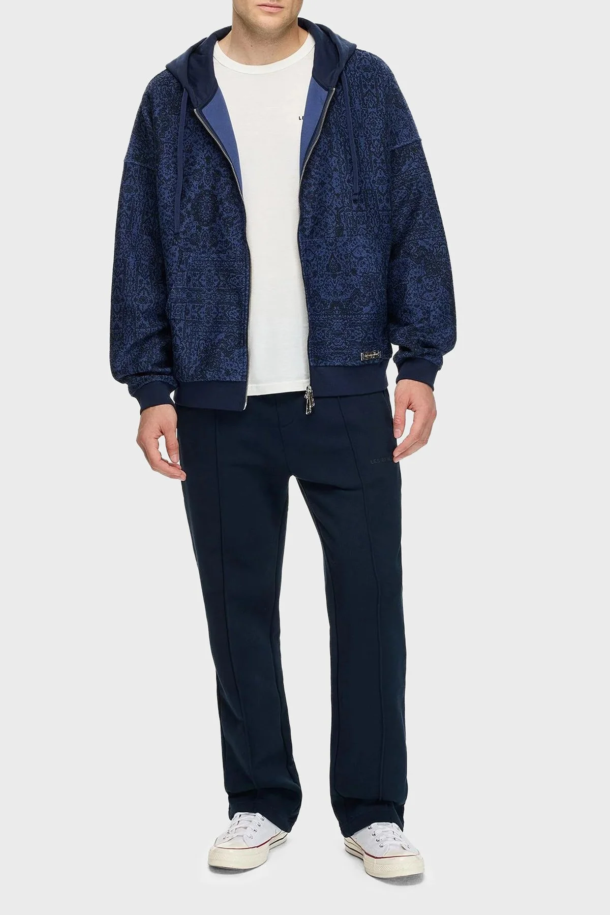 Les Benjamins Desenli Pamuklu Regular Fit Kapüşonlu Fermuarlı Erkek Sweat LB25FWCLAMUZH-403 LACİVERT - 5