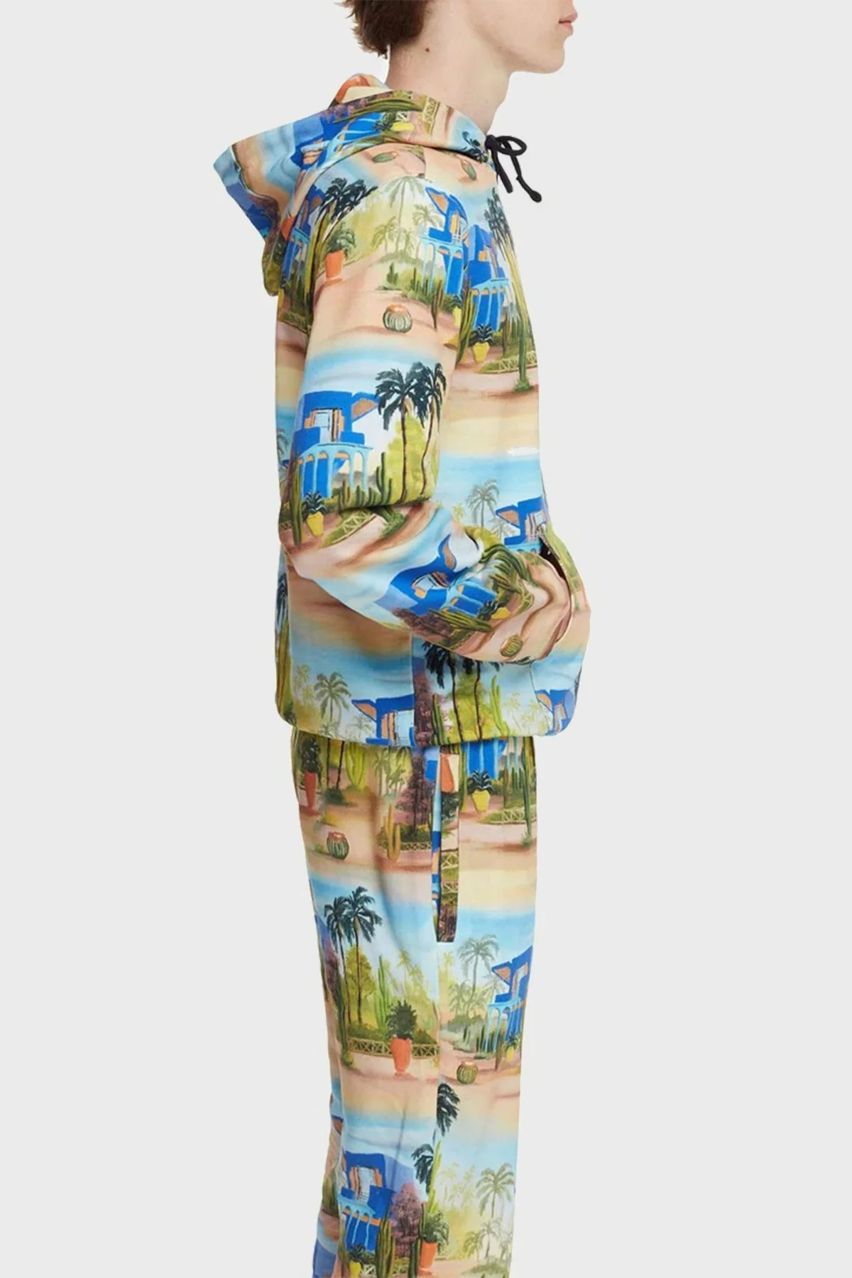 Les Benjamins Desenli Regular Fit Kapüşonlu Kanguru Cepli % 100 Pamuk Erkek Sweat LB22SSTMJMUHD-004 MAVİ-BEJ - 2