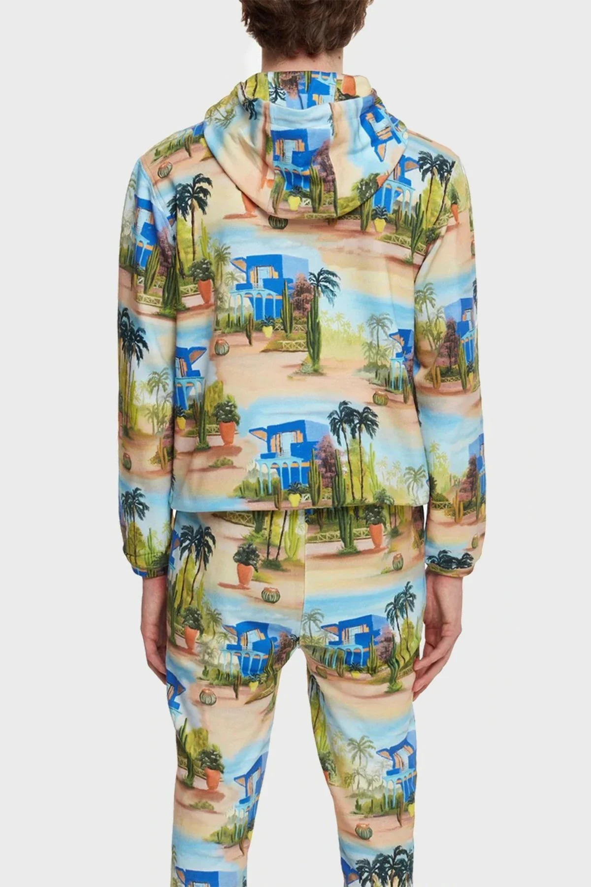 Les Benjamins Desenli Regular Fit Kapüşonlu Kanguru Cepli % 100 Pamuk Erkek Sweat LB22SSTMJMUHD-004 MAVİ-BEJ - 5