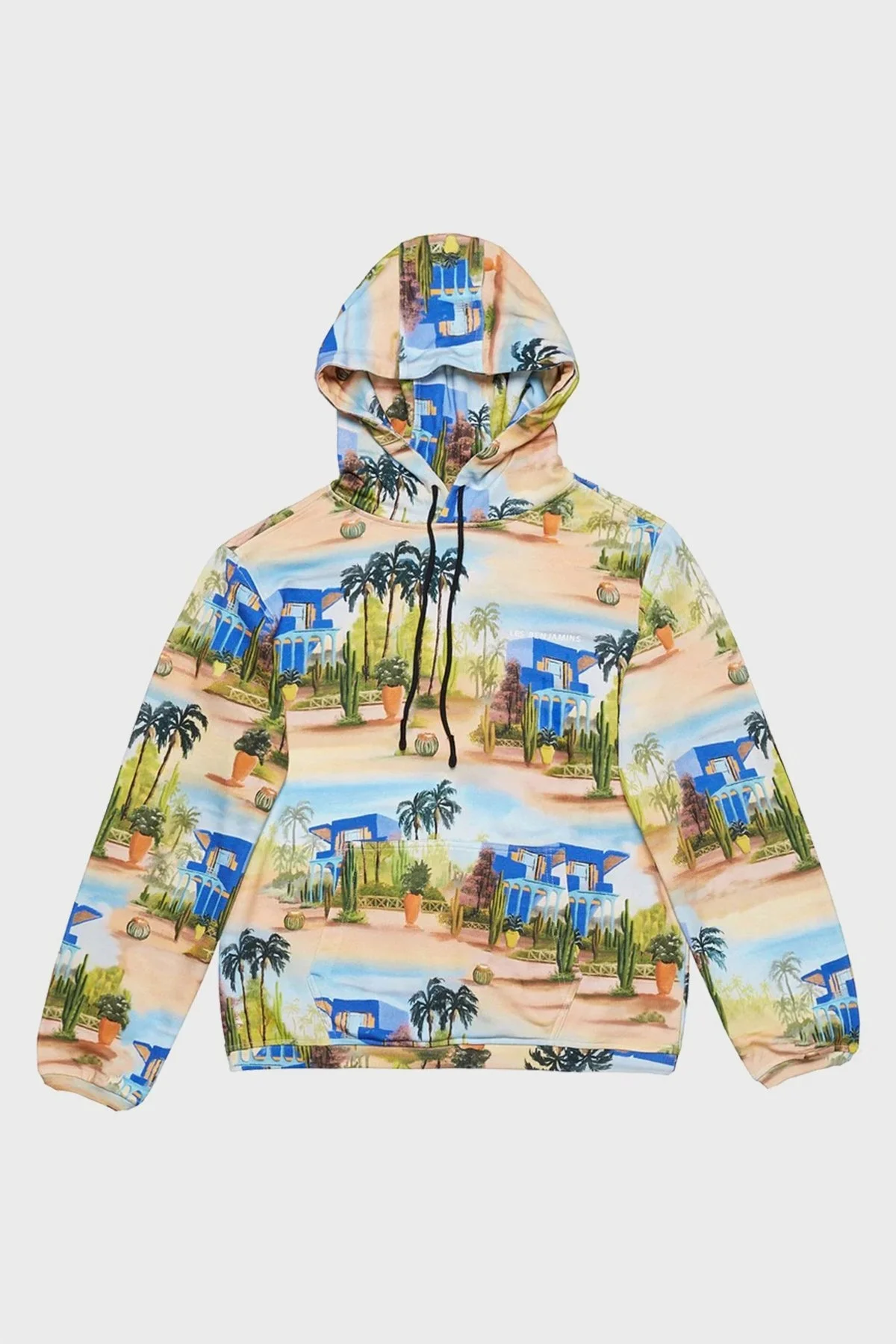 Les Benjamins Desenli Regular Fit Kapüşonlu Kanguru Cepli % 100 Pamuk Erkek Sweat LB22SSTMJMUHD-004 MAVİ-BEJ - 6