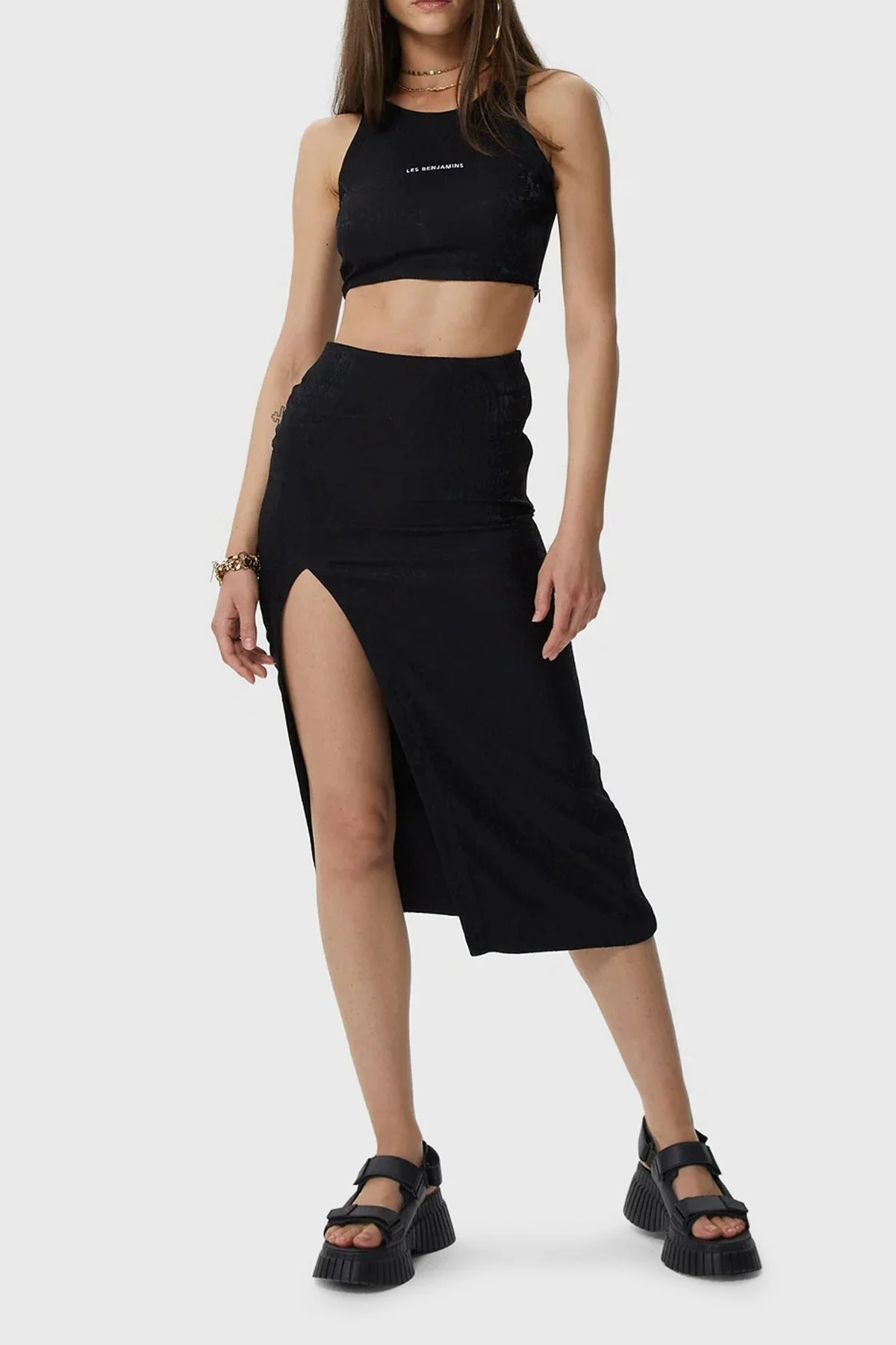 Les Benjamins Streç Bisiklet Yaka Cropped Bayan Top LB23SSHOEFUTO-107 SİYAH - 4