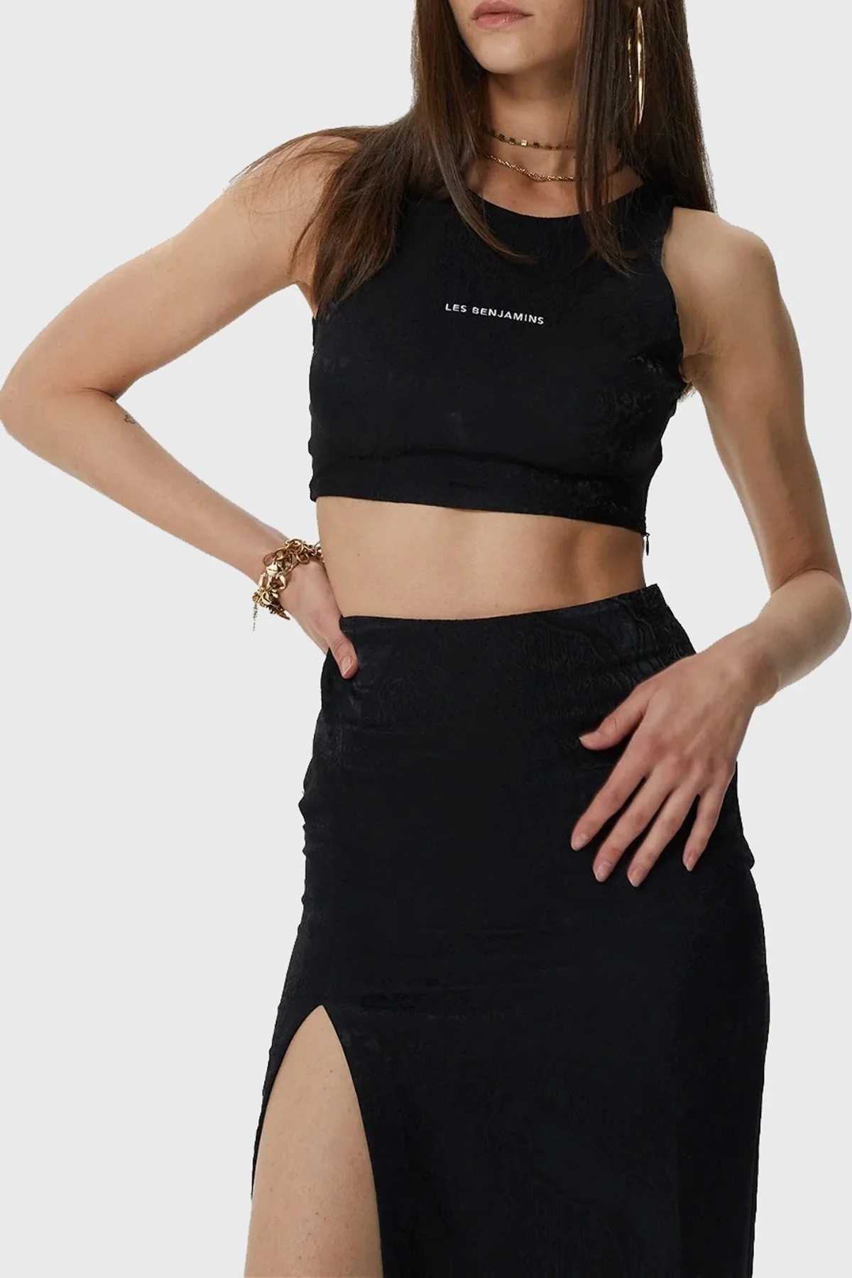 Les Benjamins Streç Bisiklet Yaka Cropped Bayan Top LB23SSHOEFUTO-107 SİYAH - 5