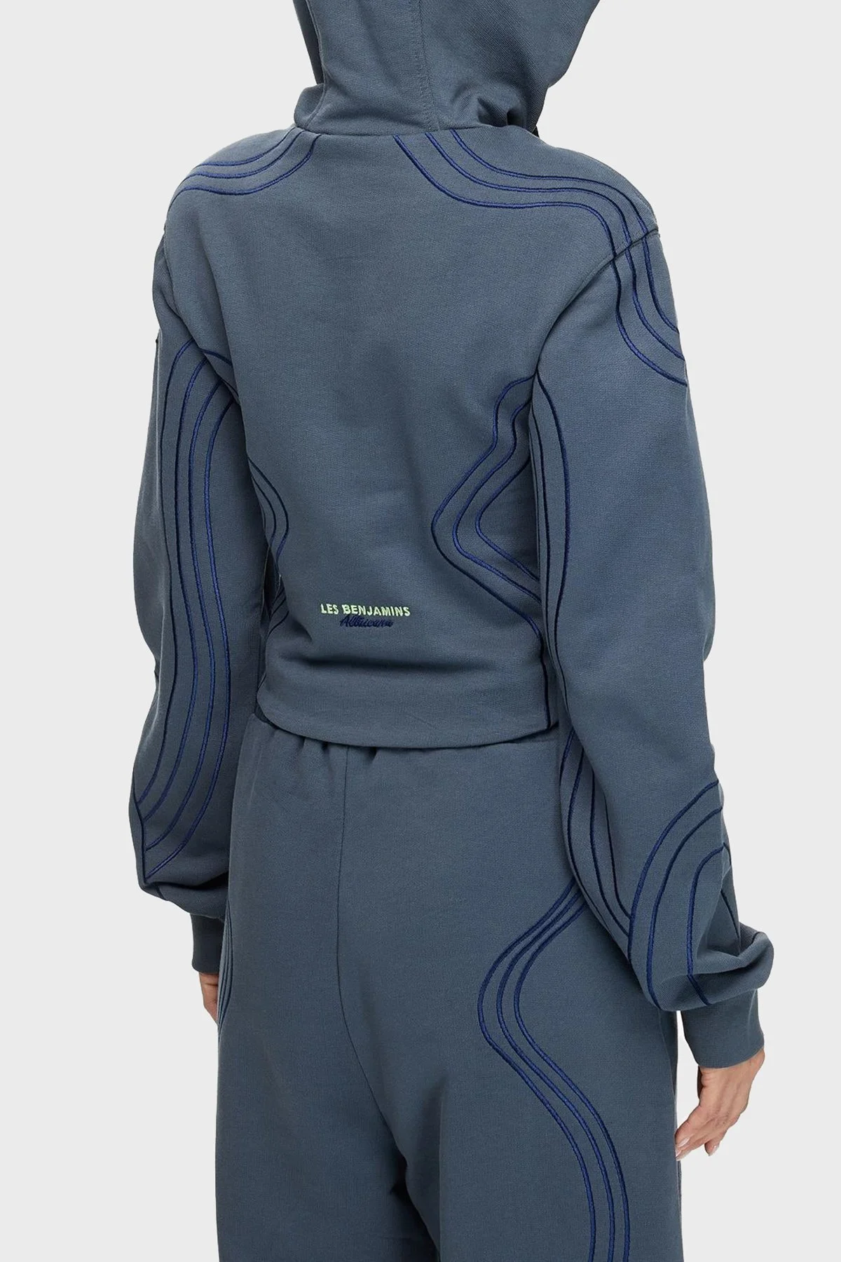 Les Benjamins Dikiş Detaylı Pamuklu Relaxed Fit Kapüşonlu Fermuarlı Bayan Sweat LB25FWTURFUZH-004 MAVİ - 3