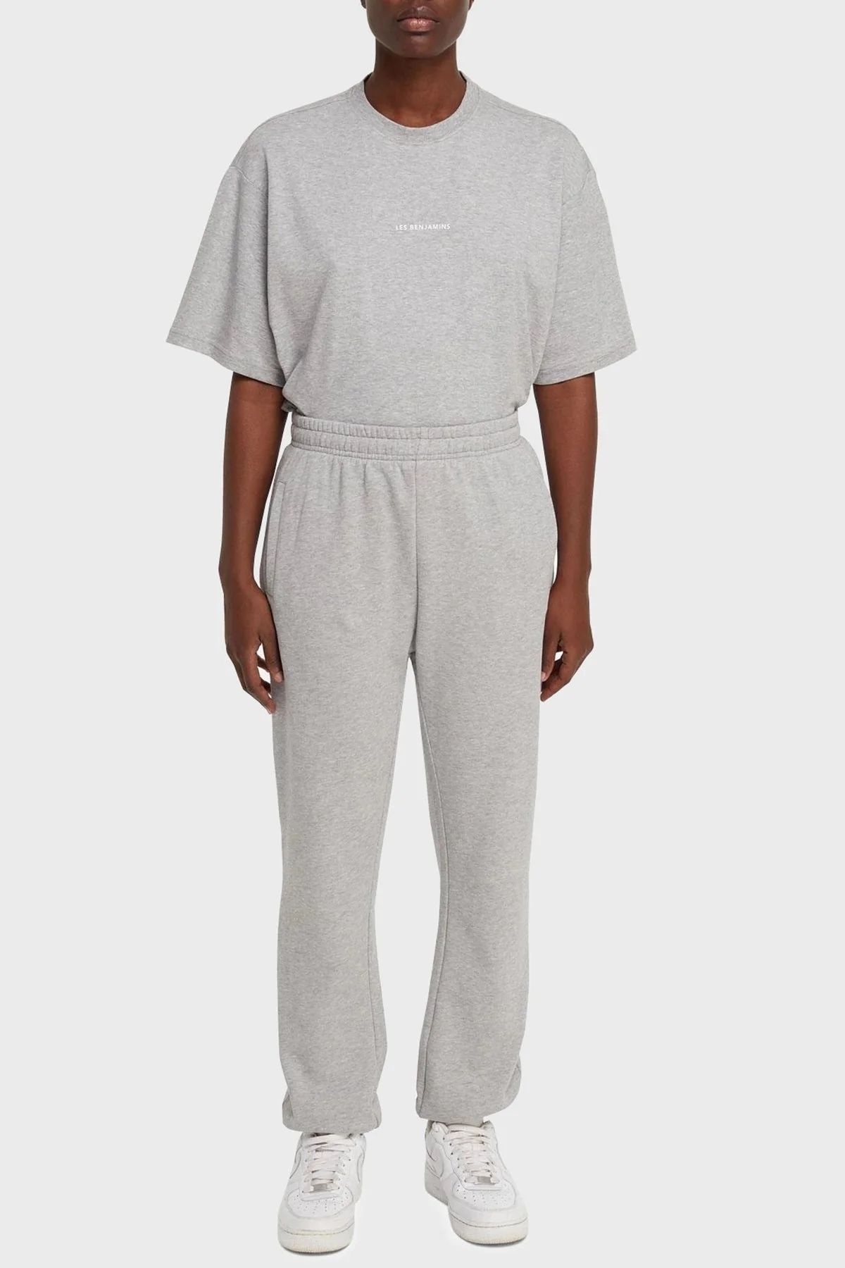 Les Benjamins Elastik Bel Bantlı Cepli % 100 Pamuk Pantolon Bayan Eşofman Altı LB21SSCORFUSP-003 AÇIK GRİ - 1