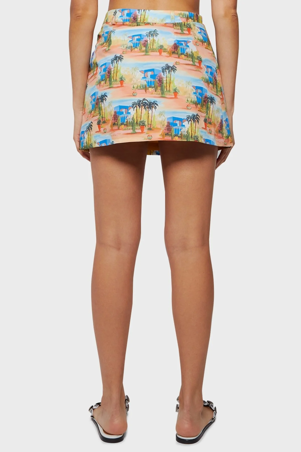 Les Benjamins Elastik Bel Bantlı Tropikal Baskılı Bayan Etek LB22SSTMJFUSK-003 MAVİ-YEŞİL - 4