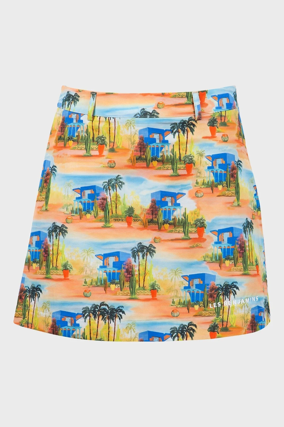Les Benjamins Elastik Bel Bantlı Tropikal Baskılı Bayan Etek LB22SSTMJFUSK-003 MAVİ-YEŞİL - 5