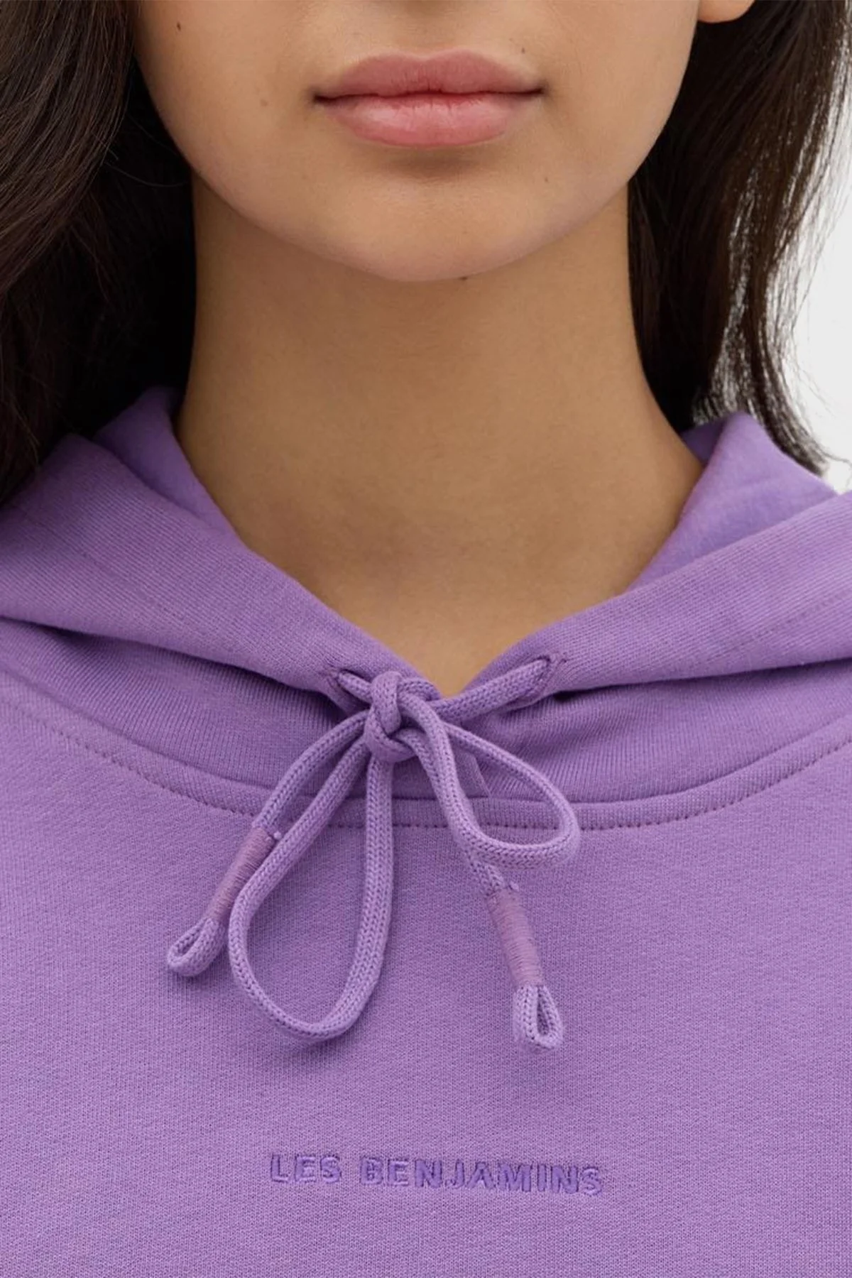 Les Benjamins Kapüşonlu % 100 Pamuk Crop Fit Bayan Sweat LB23FWESSFUHD-304 LİLA - 12