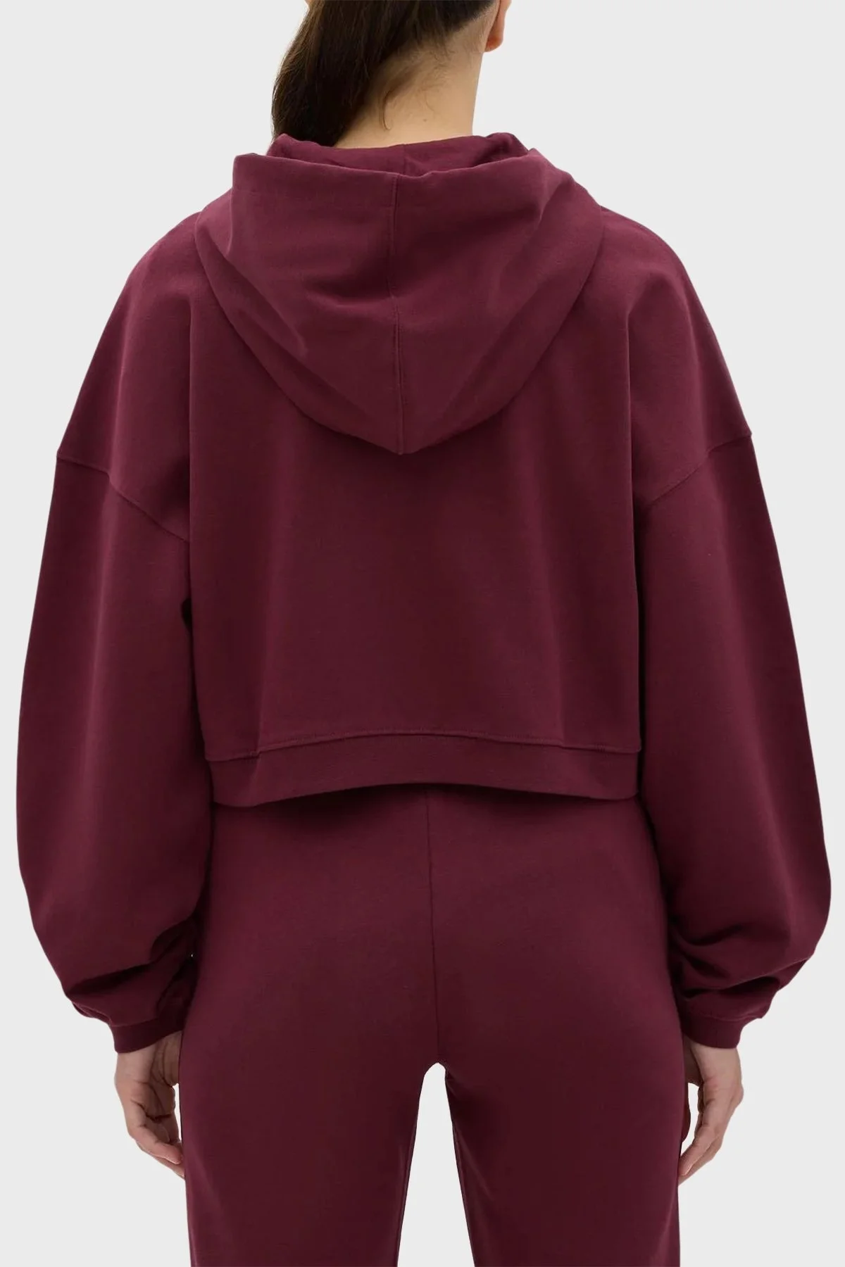 Les Benjamins Kapüşonlu Fermuarlı % 100 Pamuk Relaxed Fit Bayan Sweat LB23FWESSFUZH-301 BORDO - 2