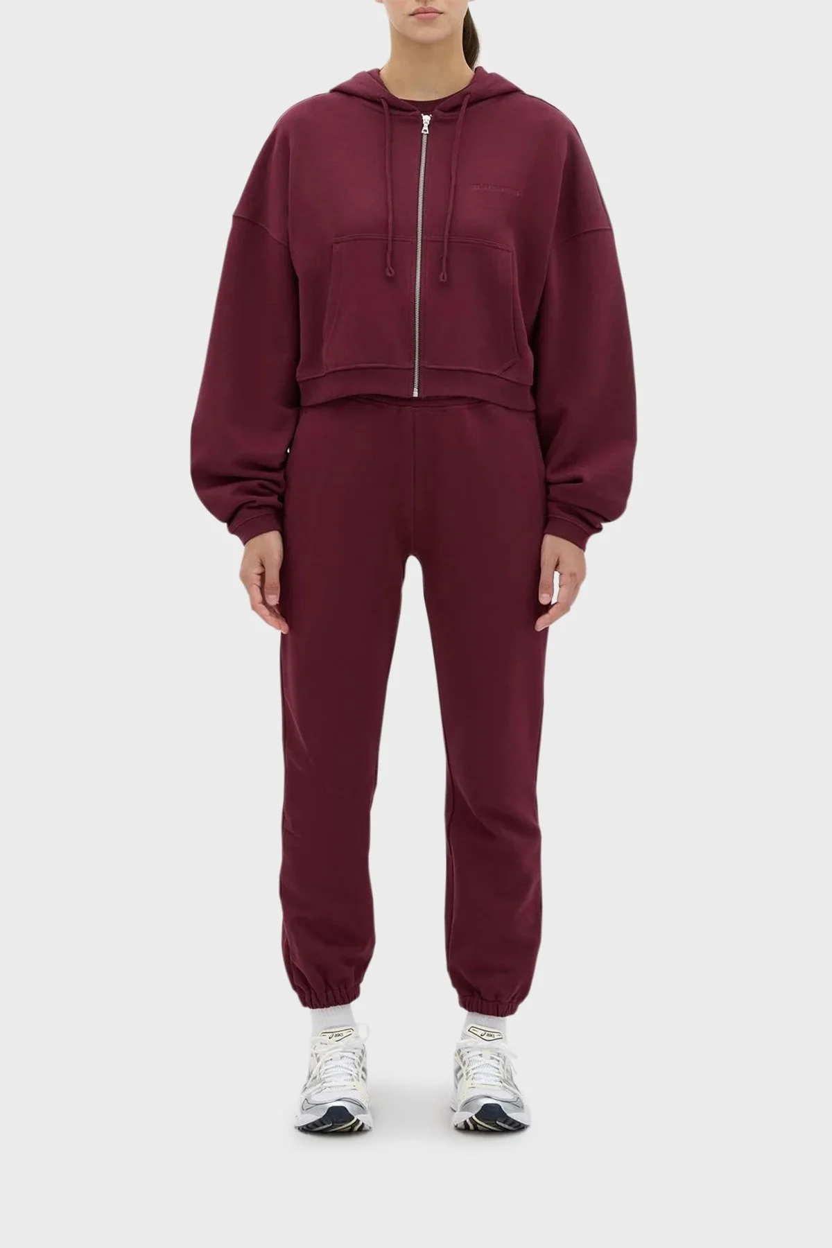 Les Benjamins Kapüşonlu Fermuarlı % 100 Pamuk Relaxed Fit Bayan Sweat LB23FWESSFUZH-301 BORDO - 3