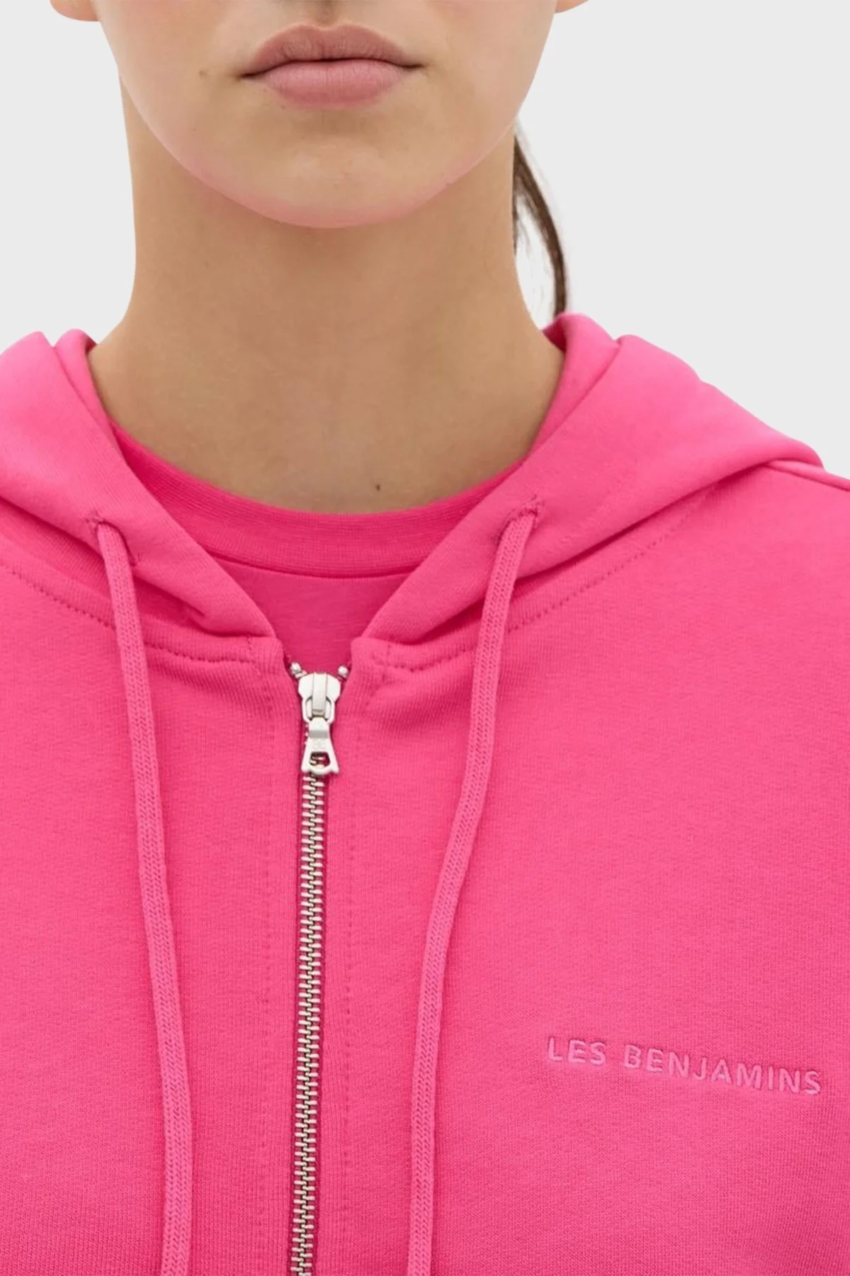 Les Benjamins Kapüşonlu Fermuarlı % 100 Pamuk Relaxed Fit Bayan Sweat LB23FWESSFUZH-305 PEMBE - 5