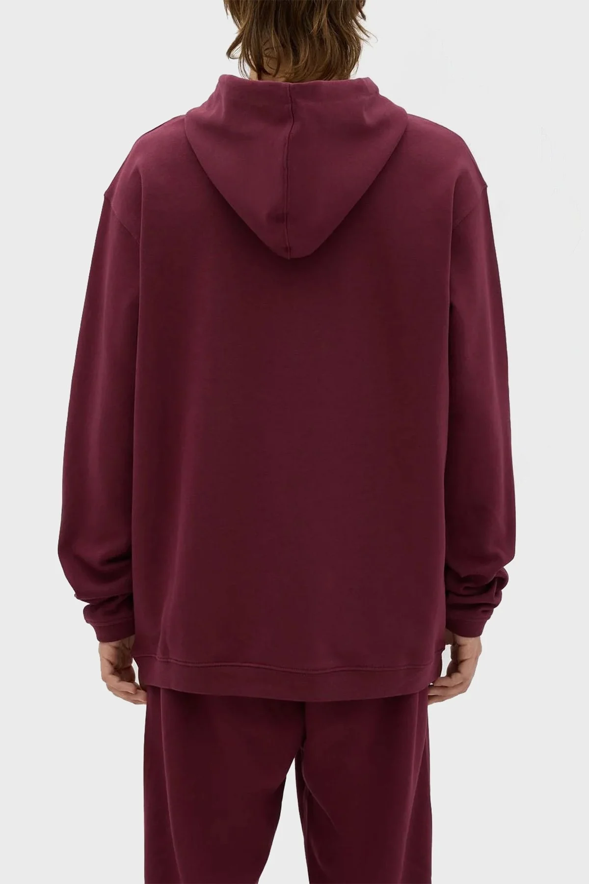 Les Benjamins Kapüşonlu Kanguru Cepli % 100 Pamuk Relaxed Fit Erkek Sweat LB23FWESSMUHD-301 BORDO - 3