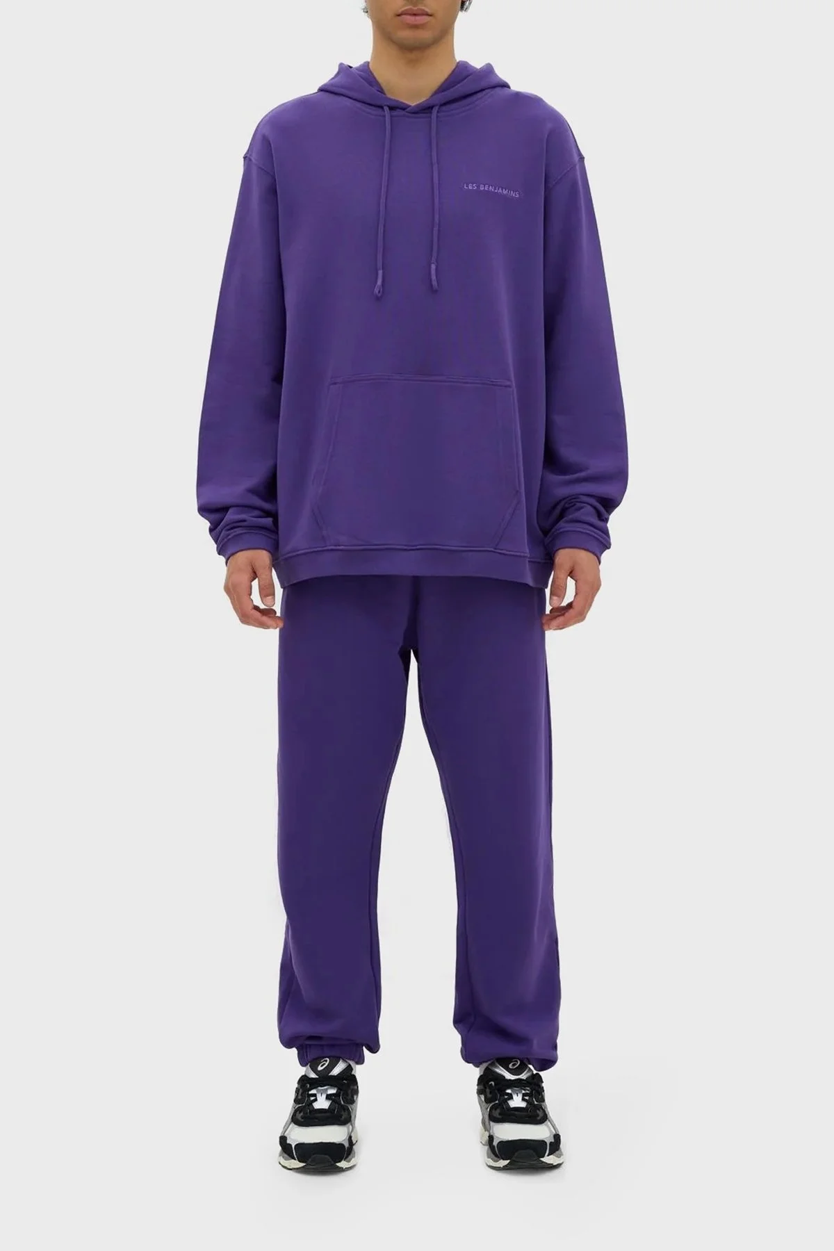 Les Benjamins Kapüşonlu Kanguru Cepli % 100 Pamuk Relaxed Fit Erkek Sweat LB23FWESSMUHD-305 MOR - 2