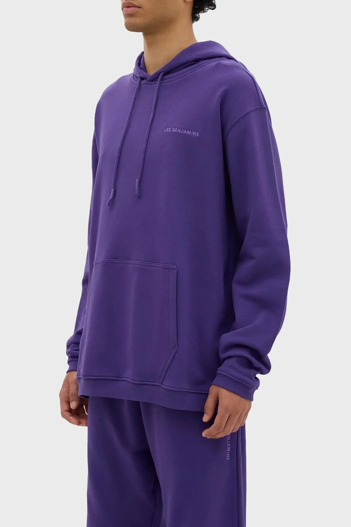 Les Benjamins Kapüşonlu Kanguru Cepli % 100 Pamuk Relaxed Fit Erkek Sweat LB23FWESSMUHD-305 MOR - 4