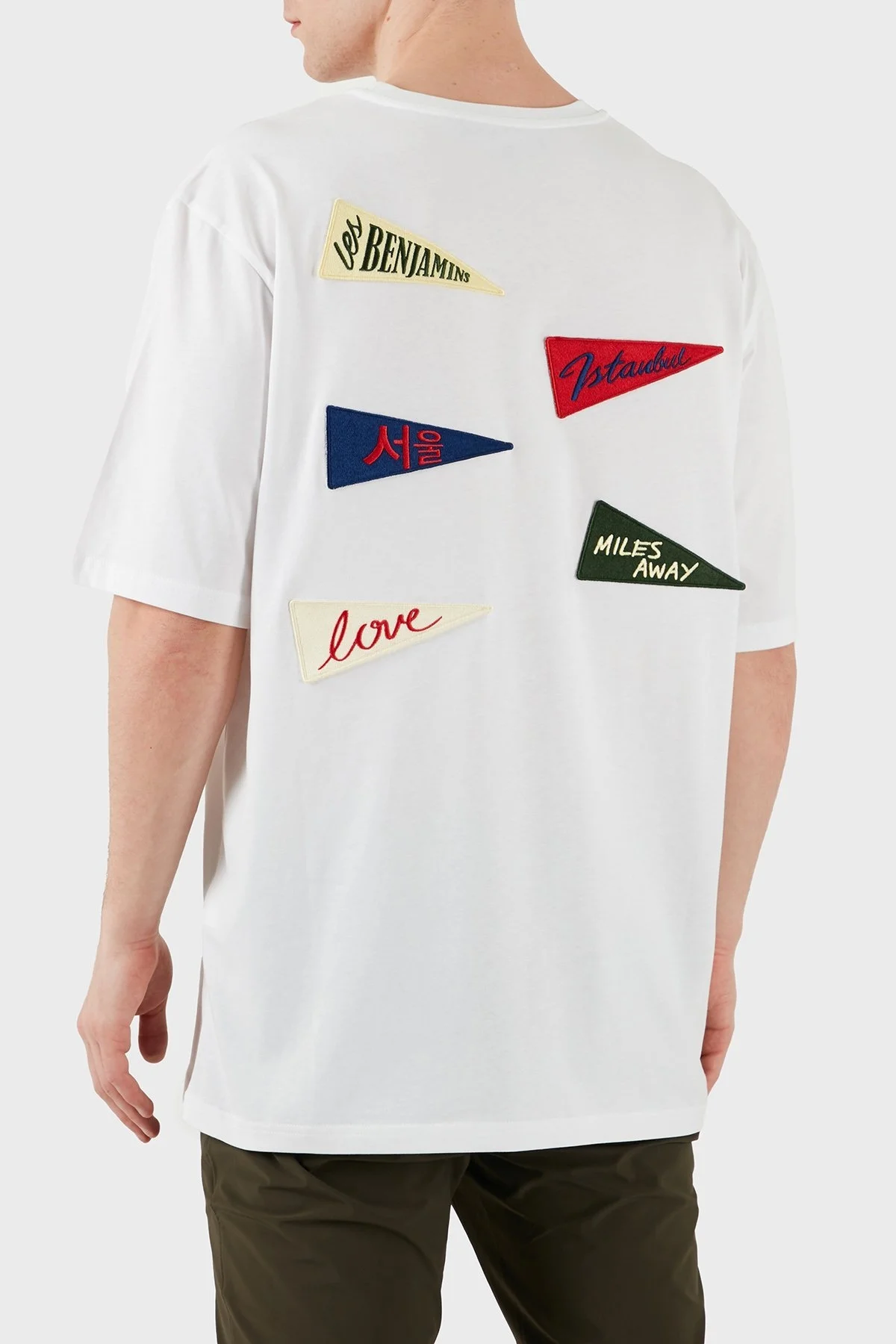 Les Benjamins Logo Baskılı % 100 Pamuk Oversize Fit Bisiklet Yaka Erkek T Shirt LB25SSUNLMUOT-022 BEYAZ - 2