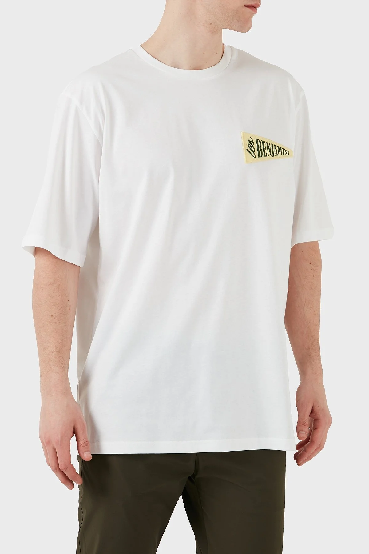 Les Benjamins Logo Baskılı % 100 Pamuk Oversize Fit Bisiklet Yaka Erkek T Shirt LB25SSUNLMUOT-022 BEYAZ - 3