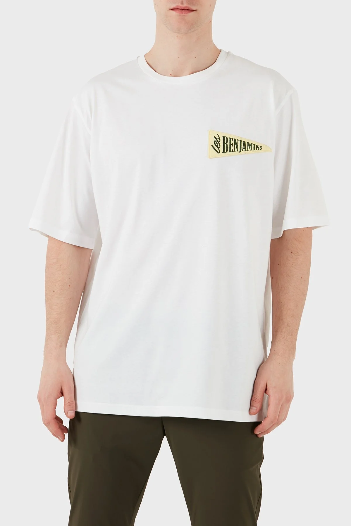 Les Benjamins Logo Baskılı % 100 Pamuk Oversize Fit Bisiklet Yaka Erkek T Shirt LB25SSUNLMUOT-022 BEYAZ - 5