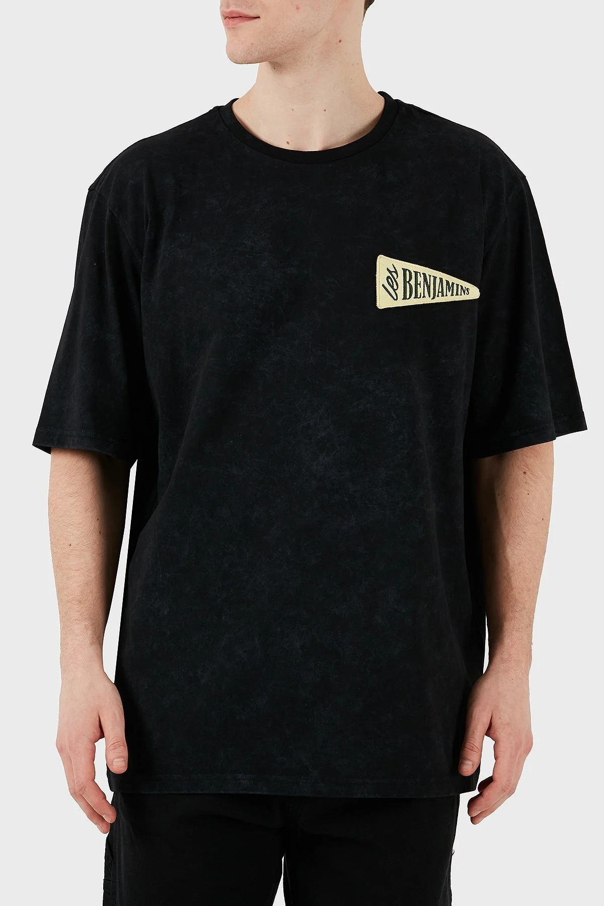 Les Benjamins Logo Baskılı % 100 Pamuk Oversize Fit Bisiklet Yaka Erkek T Shirt LB25SSUNLMUOT-023 SİYAH - 1