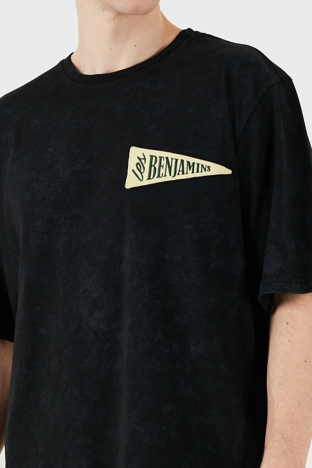 Les Benjamins Logo Baskılı % 100 Pamuk Oversize Fit Bisiklet Yaka Erkek T Shirt LB25SSUNLMUOT-023 SİYAH - 4