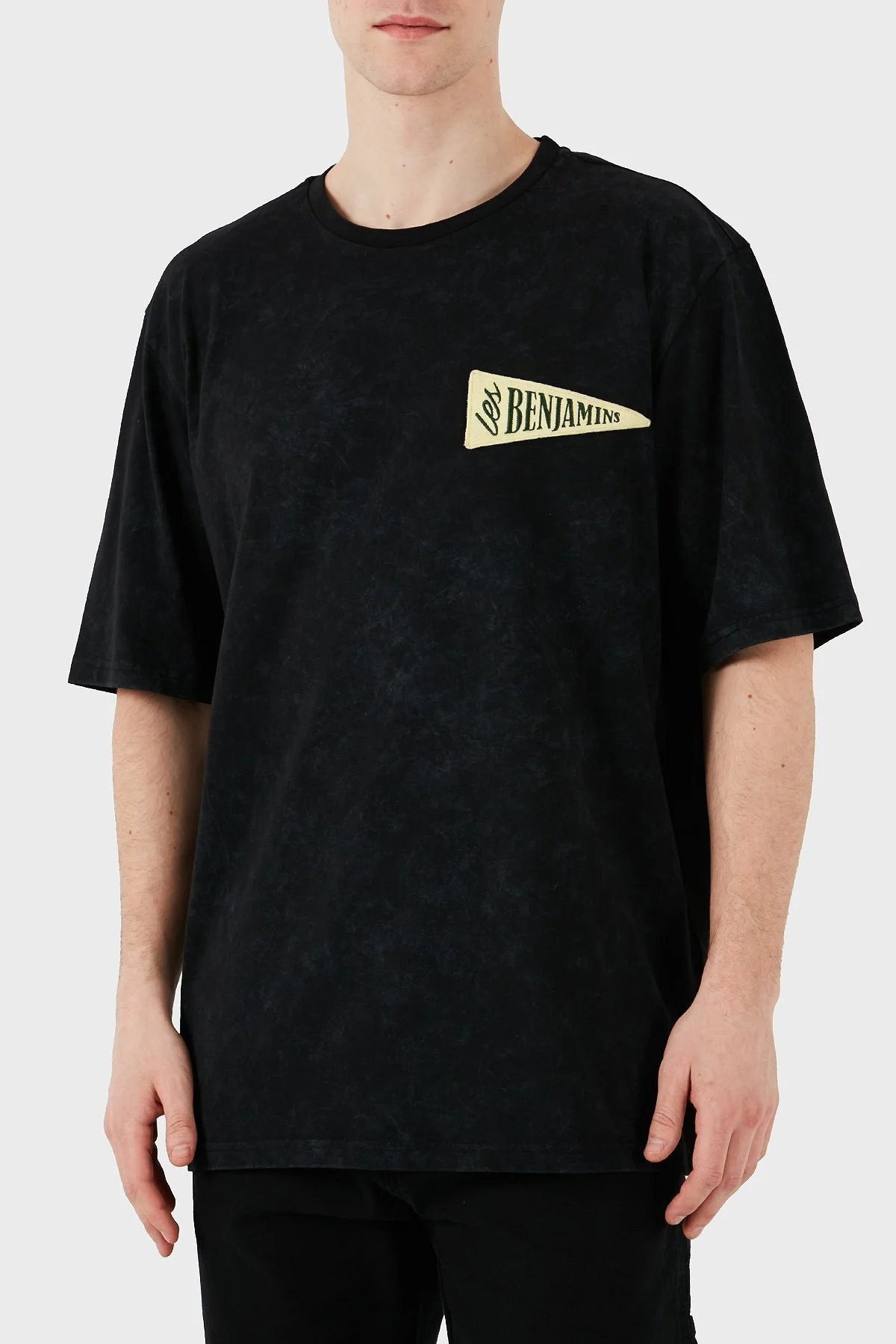 Les Benjamins Logo Baskılı % 100 Pamuk Oversize Fit Bisiklet Yaka Erkek T Shirt LB25SSUNLMUOT-023 SİYAH - 5